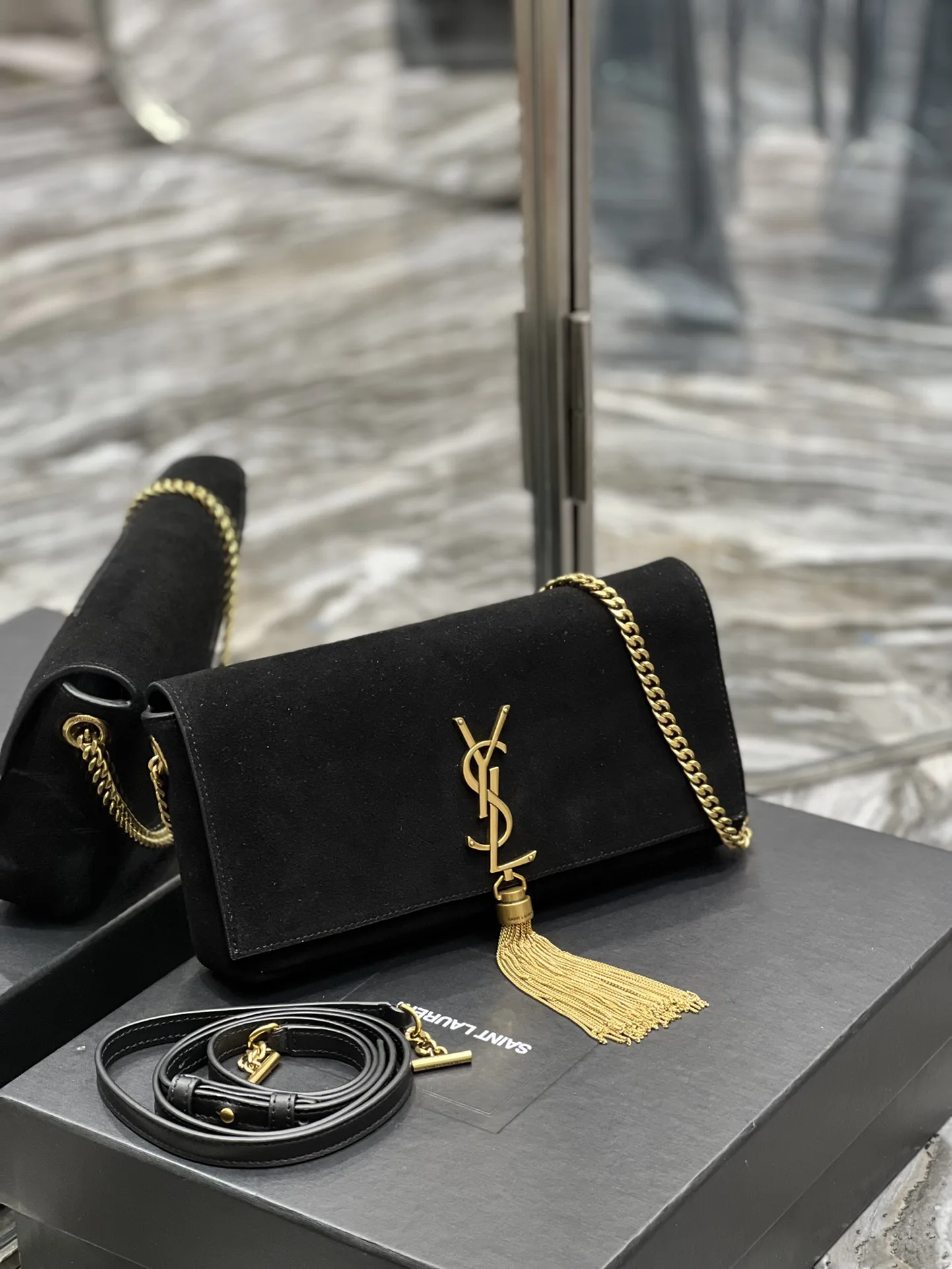 Saint Laurent Kate 99 Chain Bag With Tassel Black - Image 5