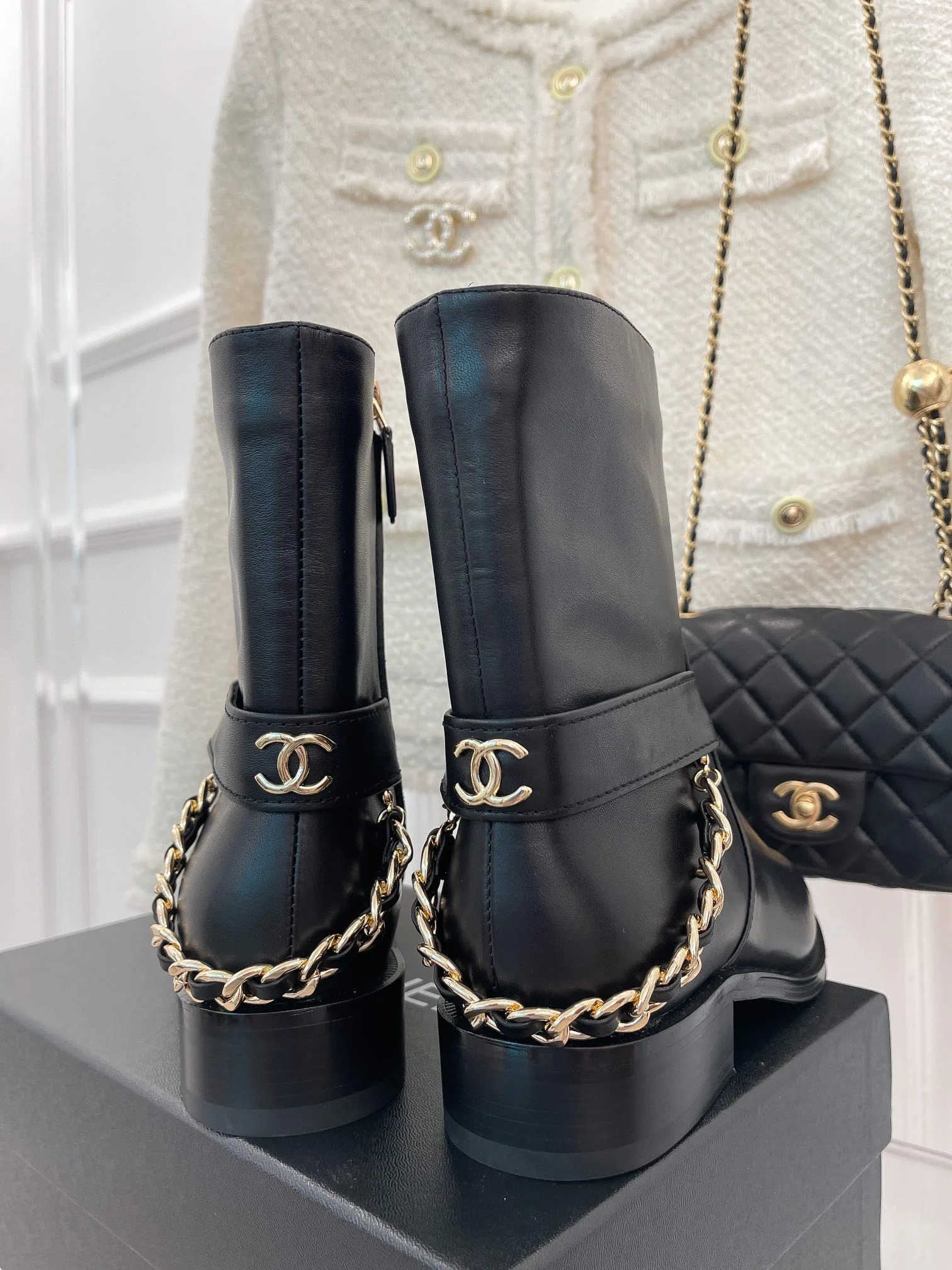 Chanel Ankle Boots With Chain Black / - Image 5