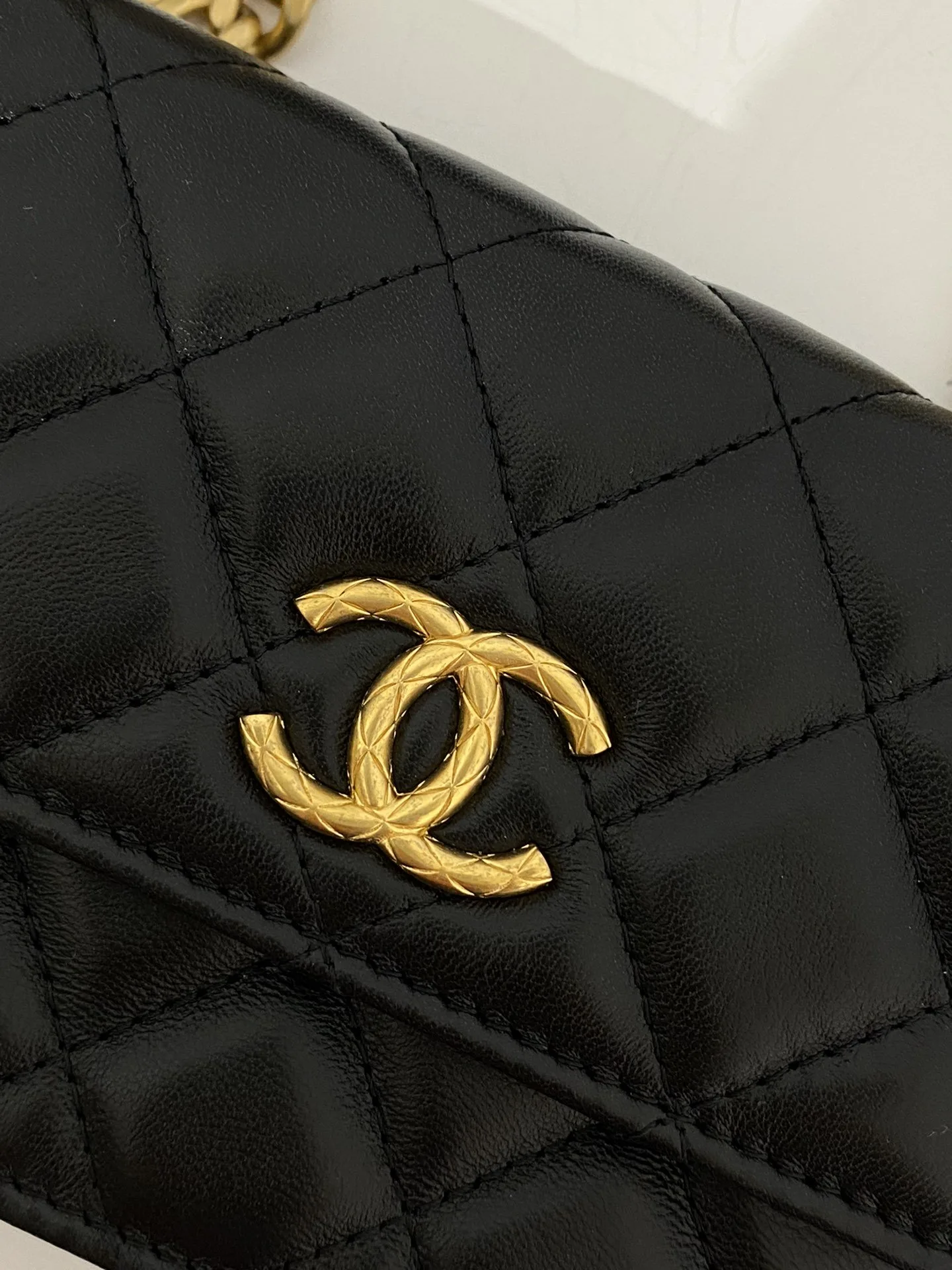 Chanel Wallet With Strap / Black Gold Hardware - Image 5