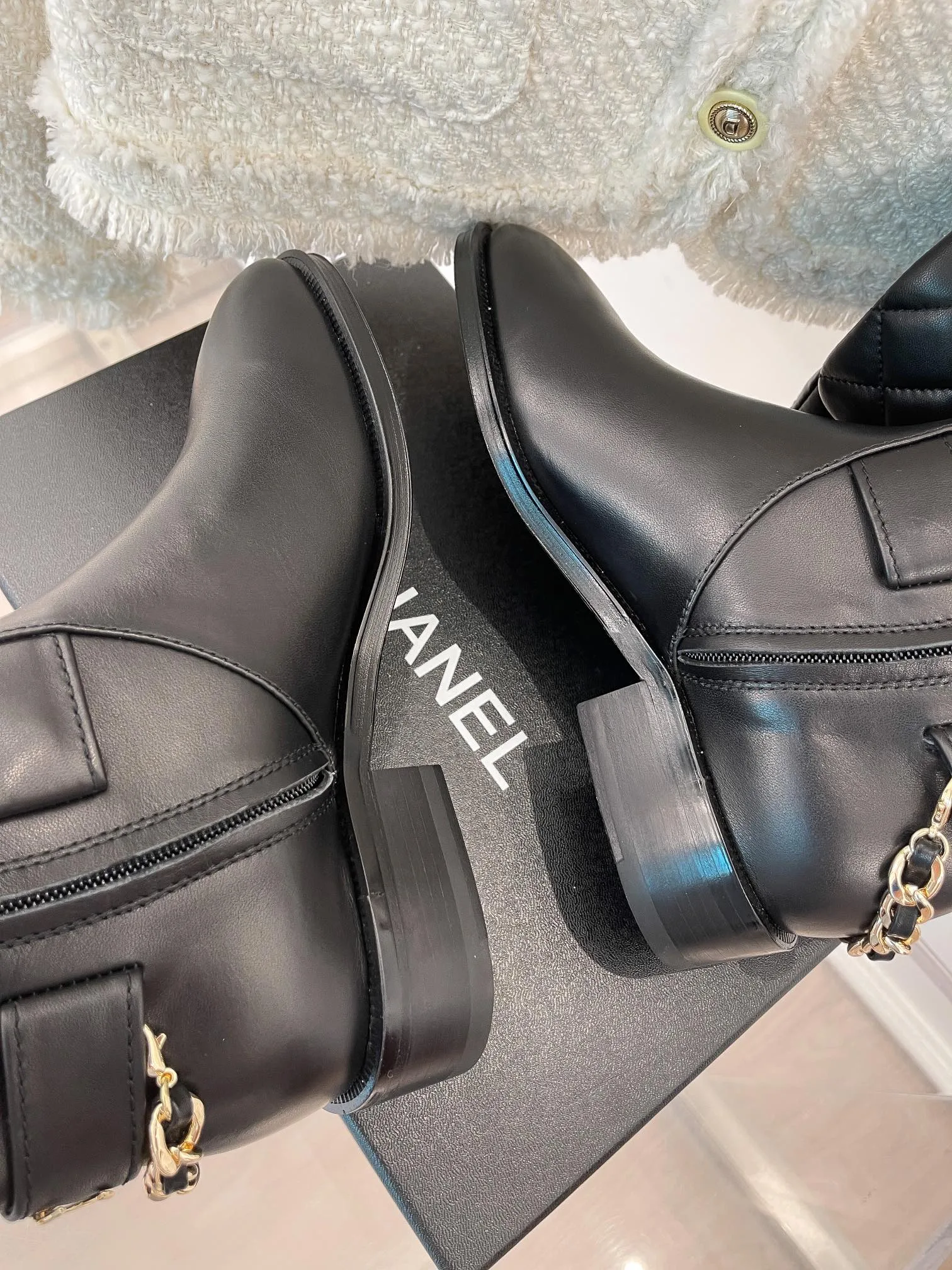 Chanel Ankle Boots With Chain Black / - Image 4