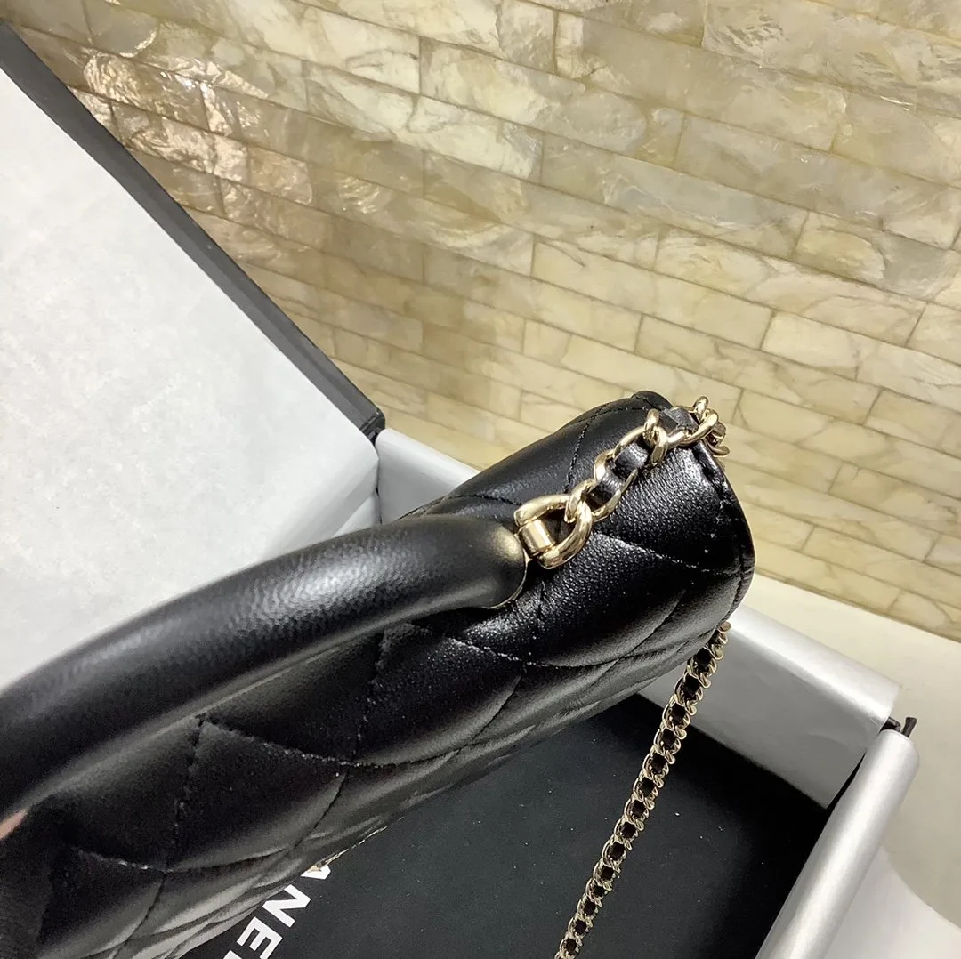Chanel Hand-Held Oblique Cross Bag Black - Image 4