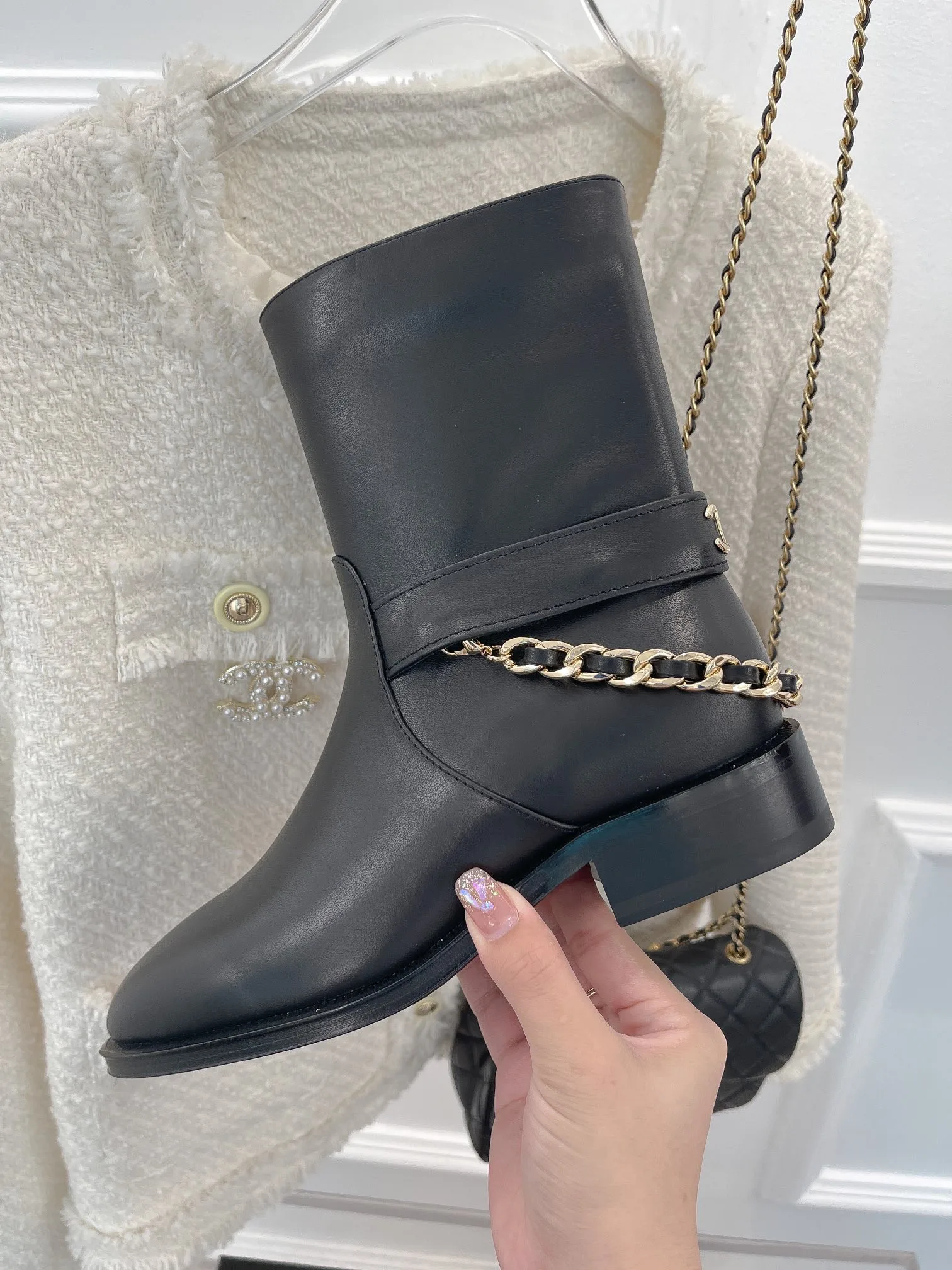 Alternative view of Chanel Ankle Boots With Chain Black /