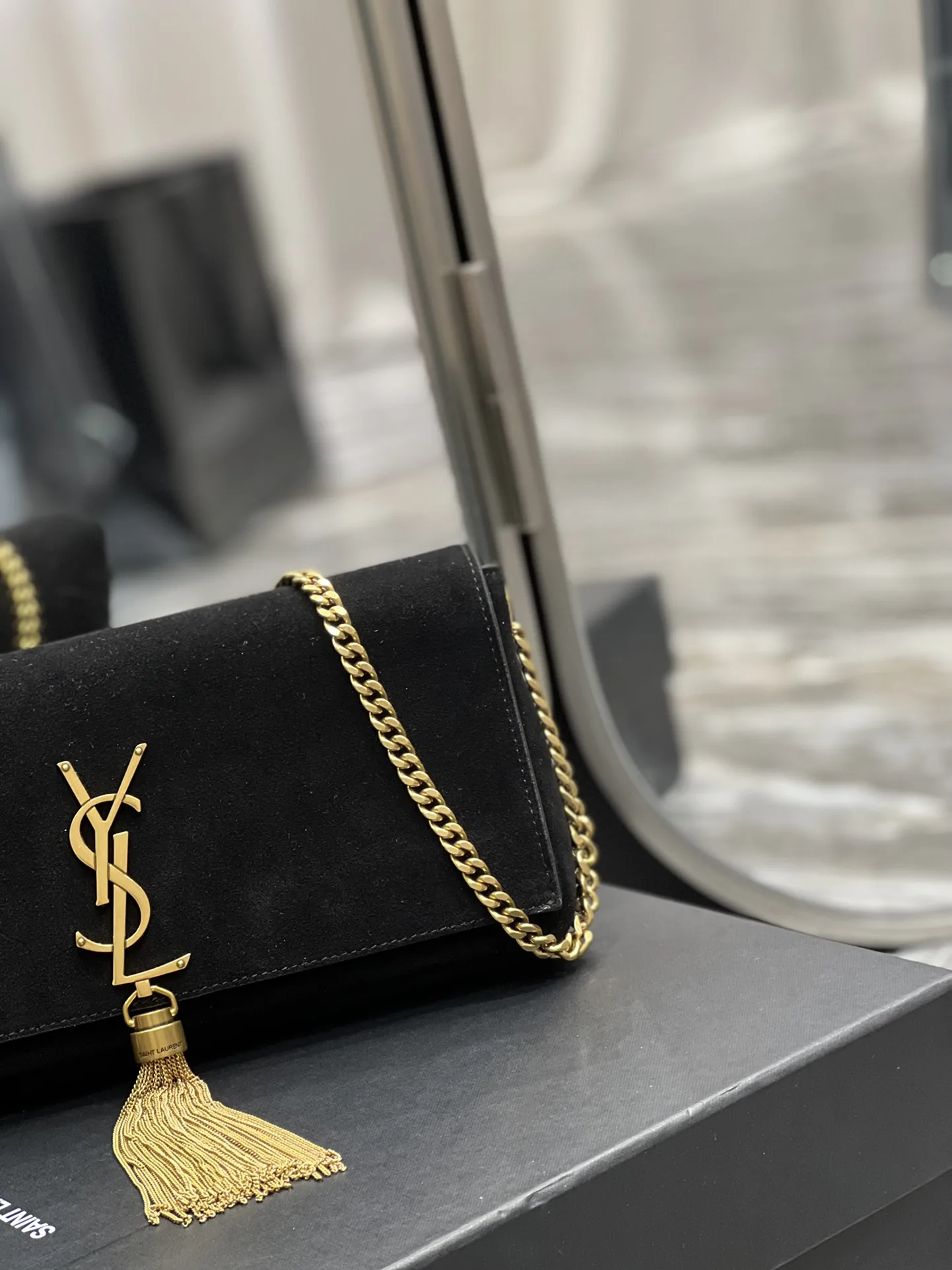 Alternative view of Saint Laurent Kate 99 Chain Bag With Tassel Black