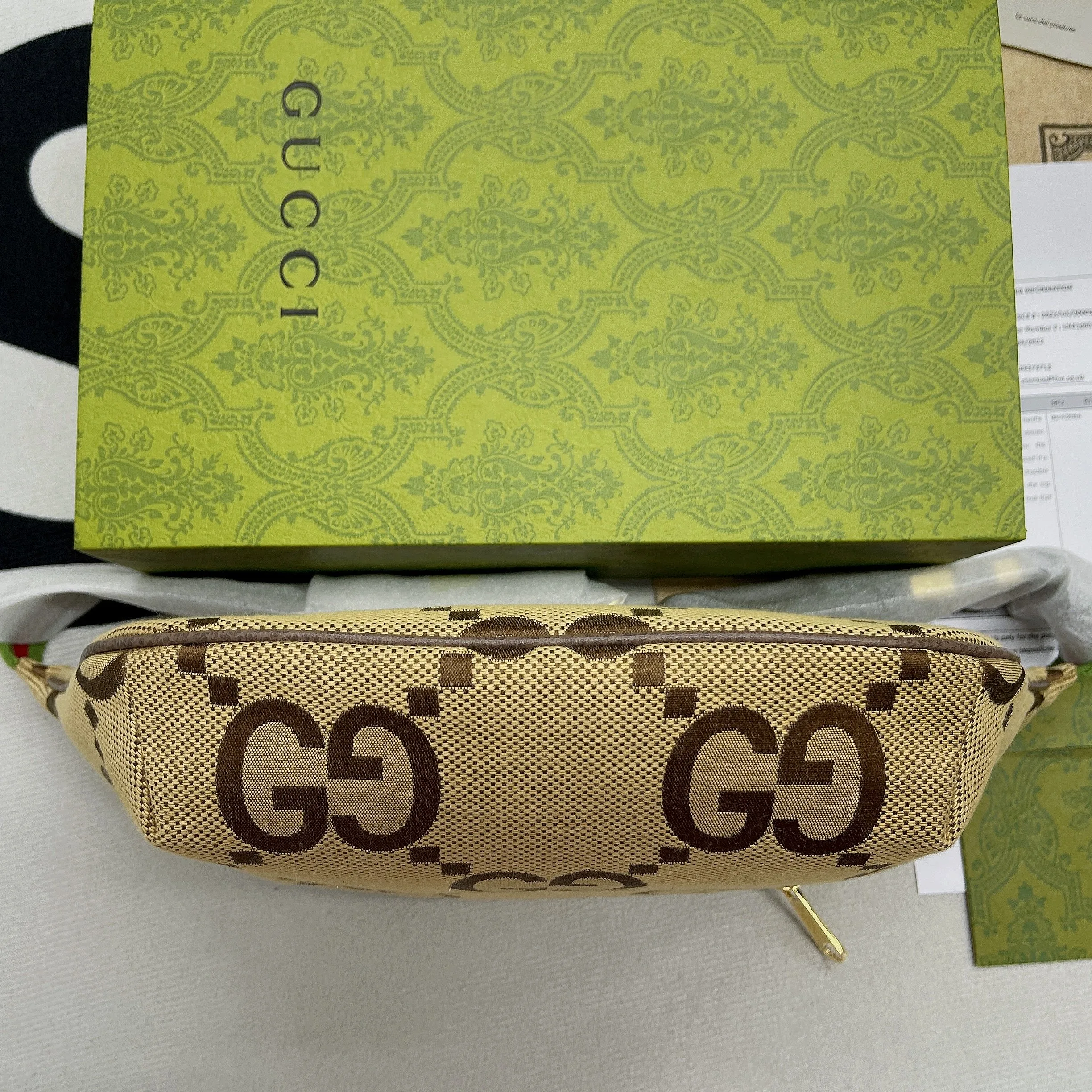 Gucci Jumbo GG Belt Bag / Camel/ Ebony Jumbo GG Canvas - Image 6