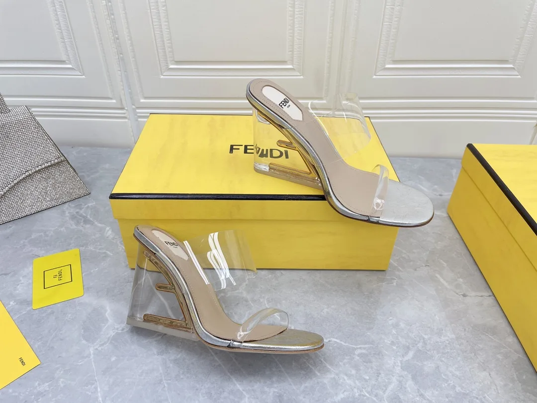 Fendi First White Transparent High-Heeled Sandals - Image 5