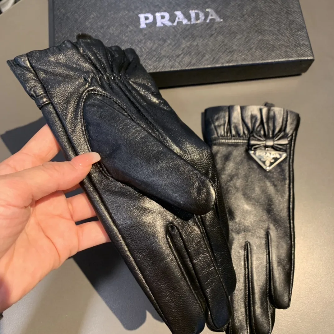 Prada Nappa Gloves In Black - Image 3