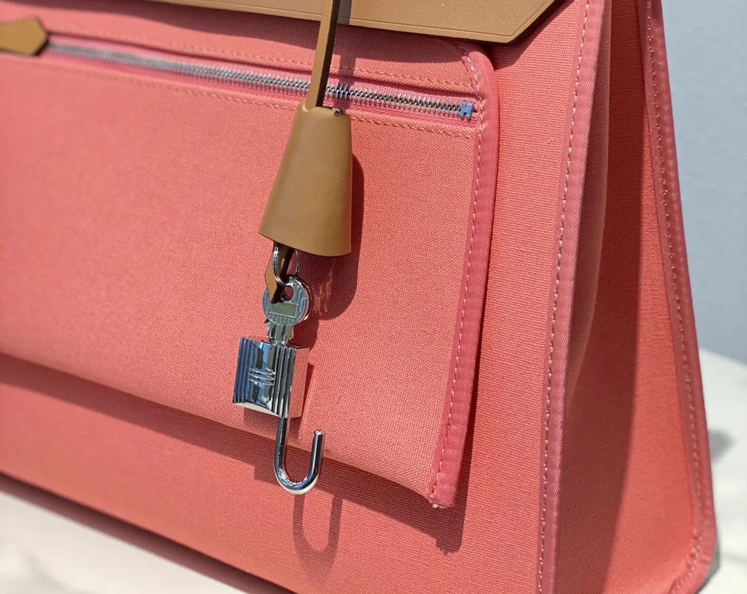 Hermes Herbag Zip Bag Pink, Silver Toned Hardware Bag - Image 5