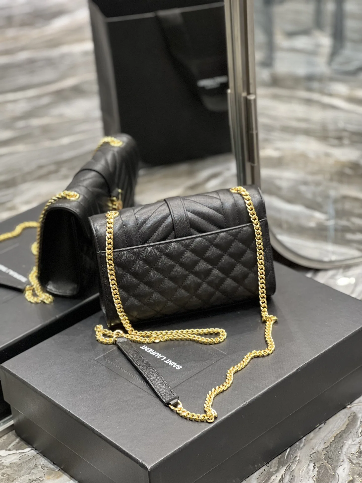 Saint Laurent Small Bag Black In Mix Matelasse / YSL - Image 3