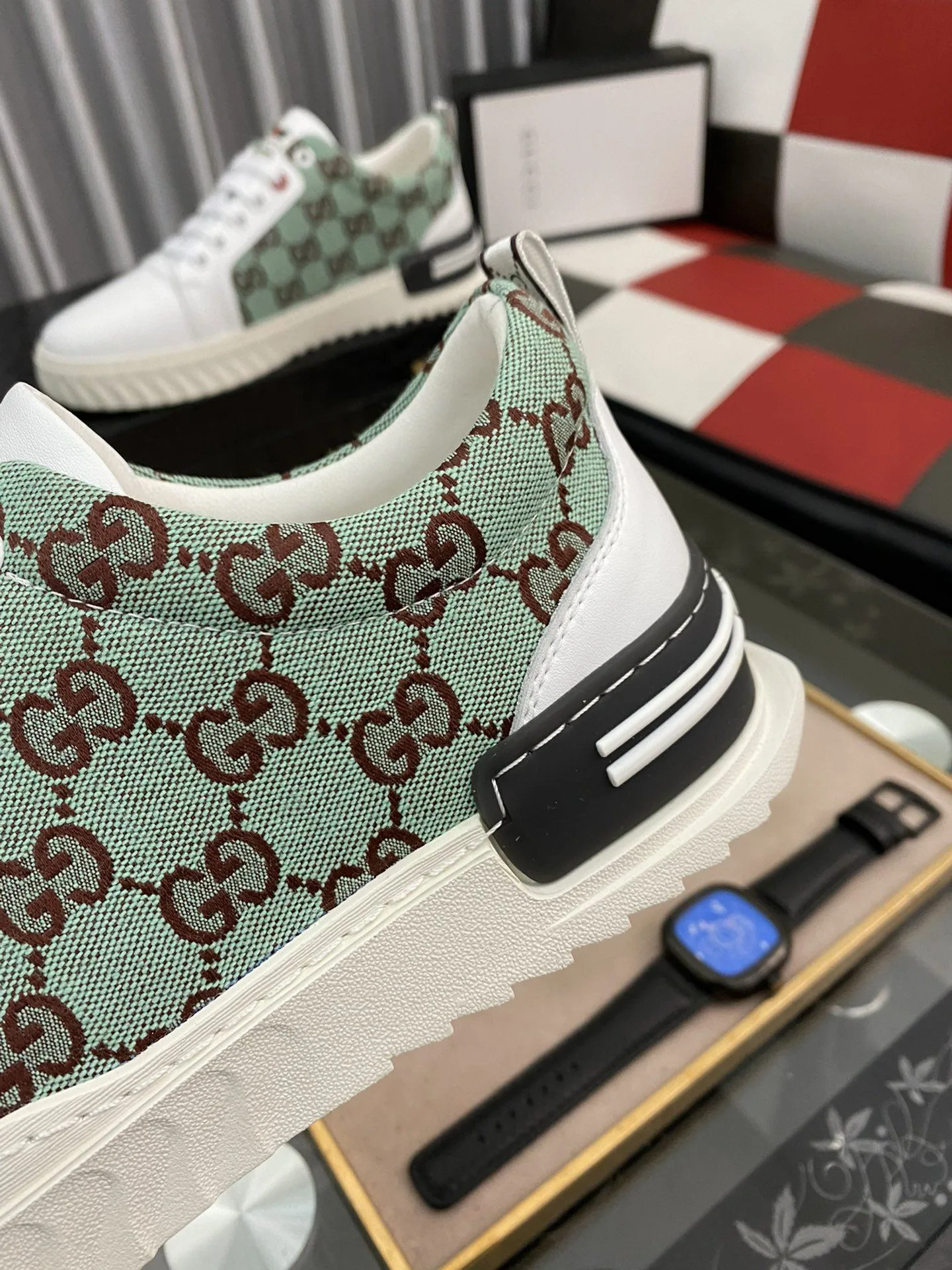 Gucci Men’s GG Ace Sneaker Green And White - Image 3