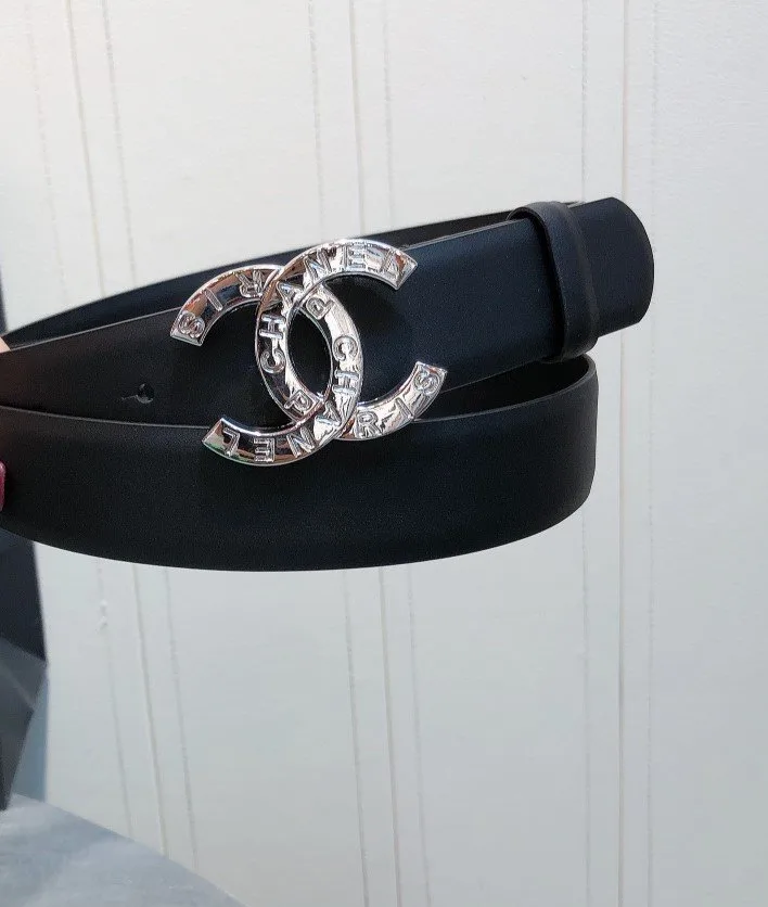 Chanel Belt With Double C Buckle Black With Full Silver Hardware Women - Image 3
