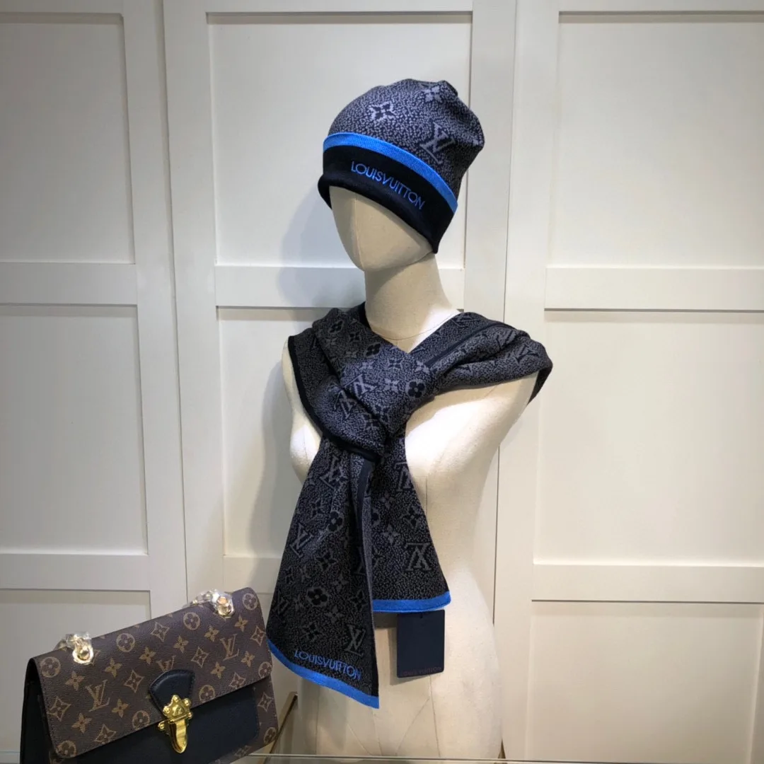 Louis Vuitton Beanie & Scarf Set In Black - Image 2