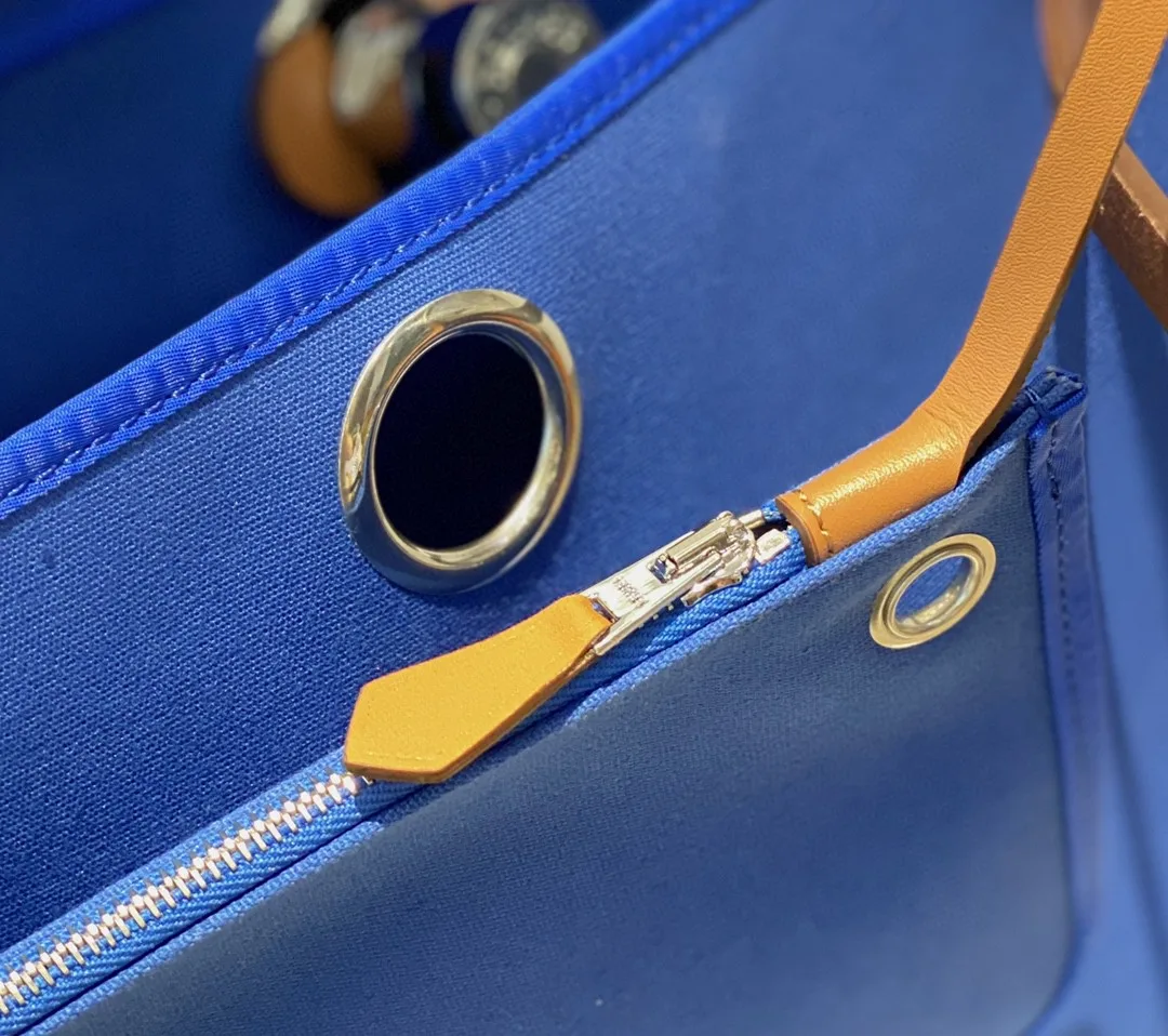Hermes Herbag Zip Bag Blue, Silver Toned Hardware Bag - Image 3
