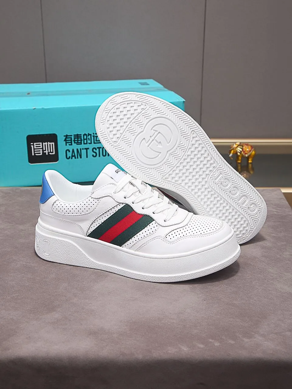 Gucci Men’s Sneaker With Web White - Image 5