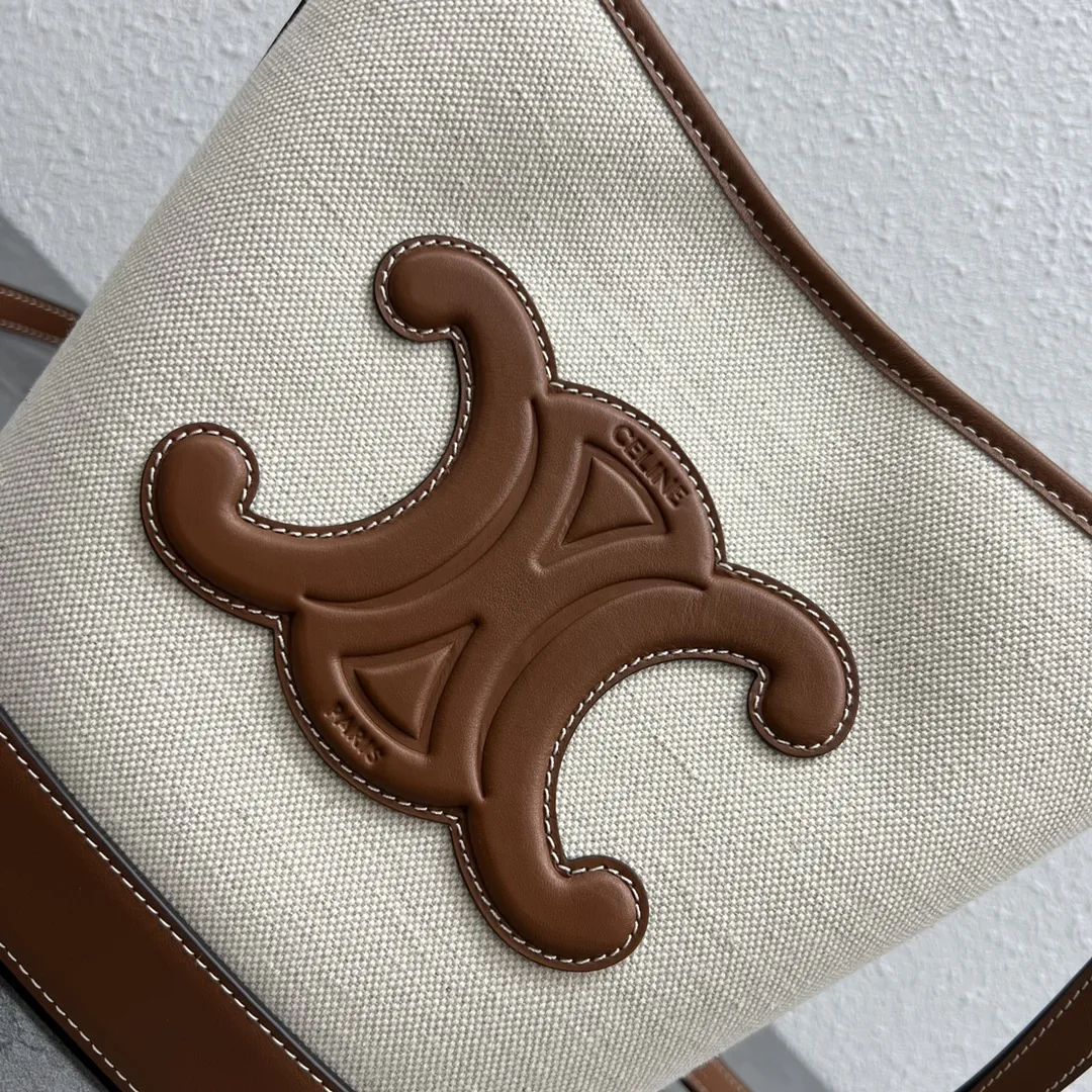 Alternative view of Celine Small Bucket Cuir Triomphe In Textile Natural / Tan / .02NT
