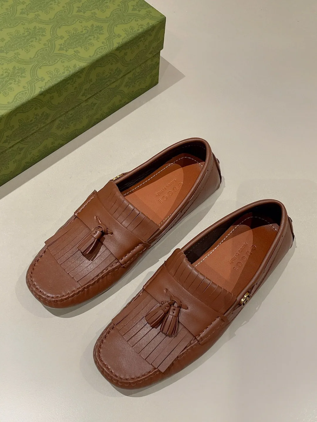 Gucci Men’s Loafer With Driver Interlocking G Brown - Image 4