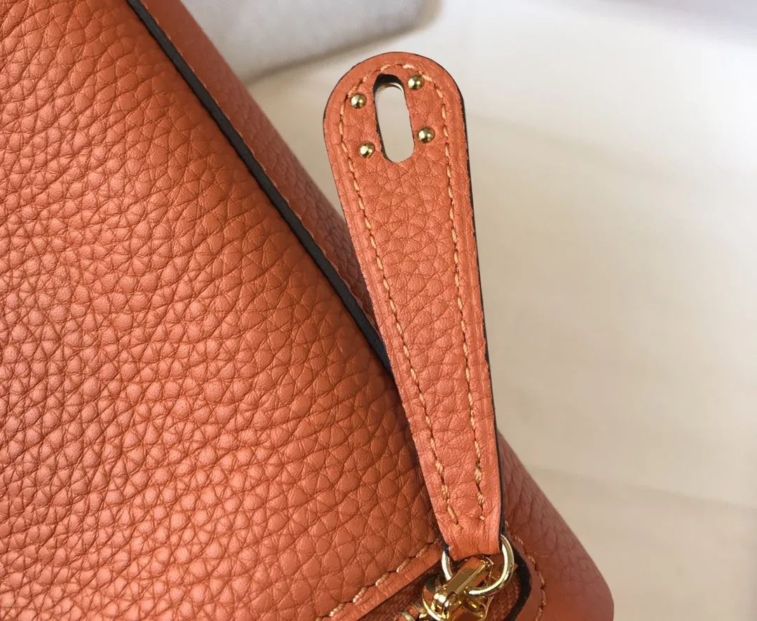 Hermes Lindy Mini Clemence Bag Orange - Image 3