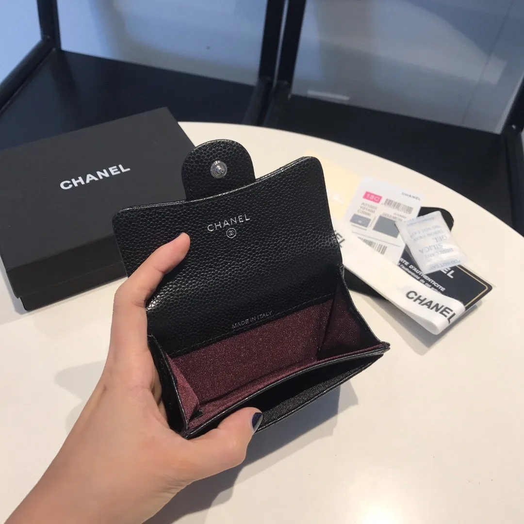 Chanel Classic Card Holder Silver Hardware Black - Image 3