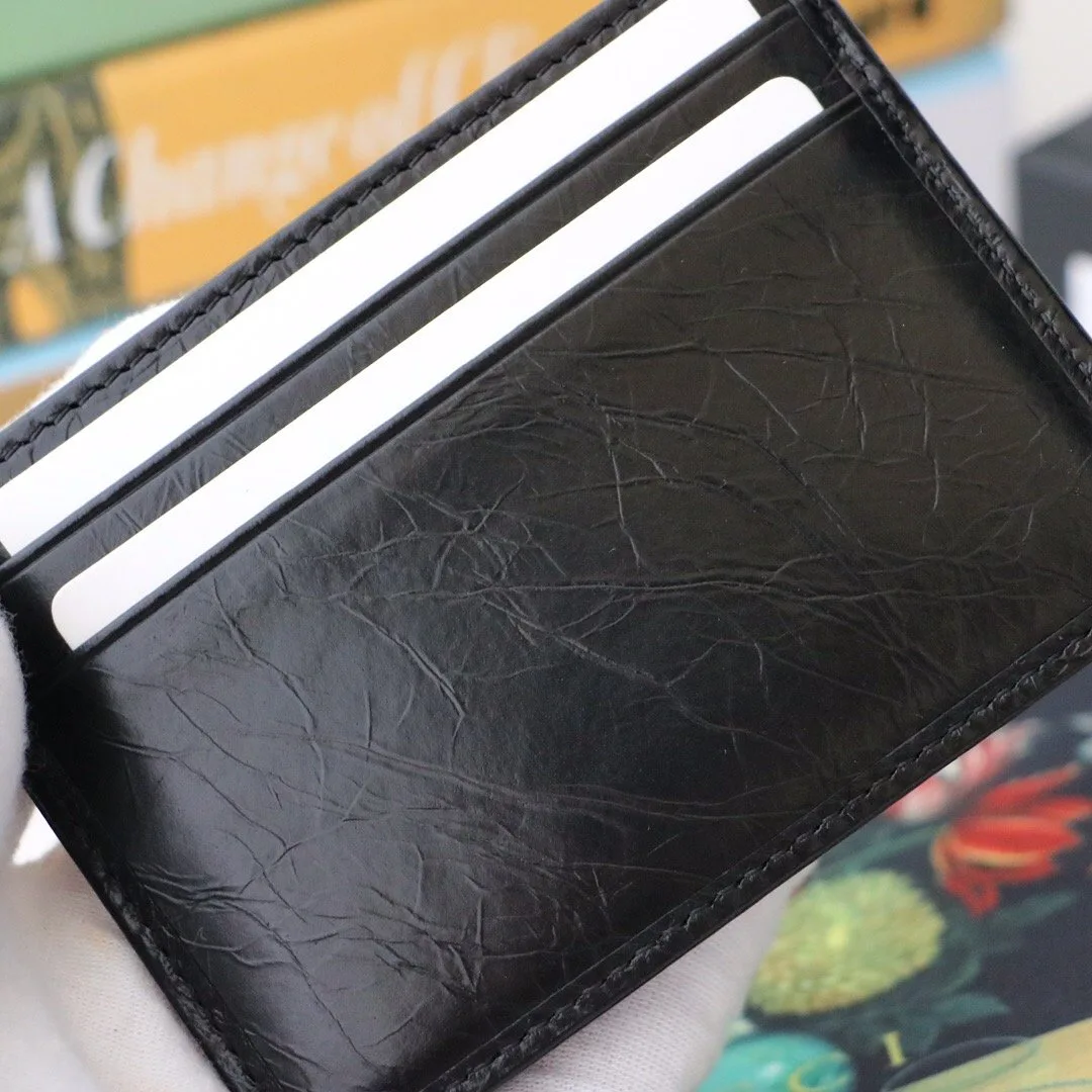 Gucci Card Case with Gold Interlocking G Plain Black / - Image 4