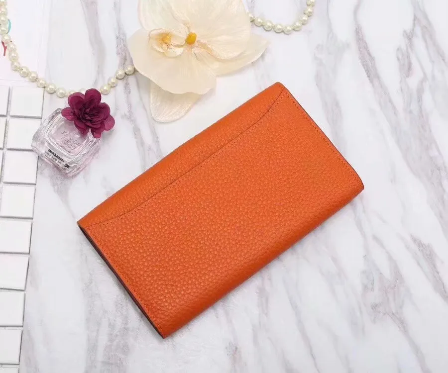 Alternative view of Hermes Constance Togo Long Wallet / Silver Toned Hardware Orange
