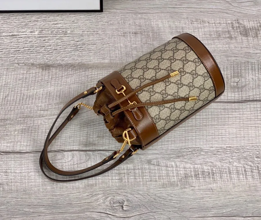 Alternative view of Gucci Horsebit 1955 Small Bucket Bag In GG Supreme Canvas Brown /
