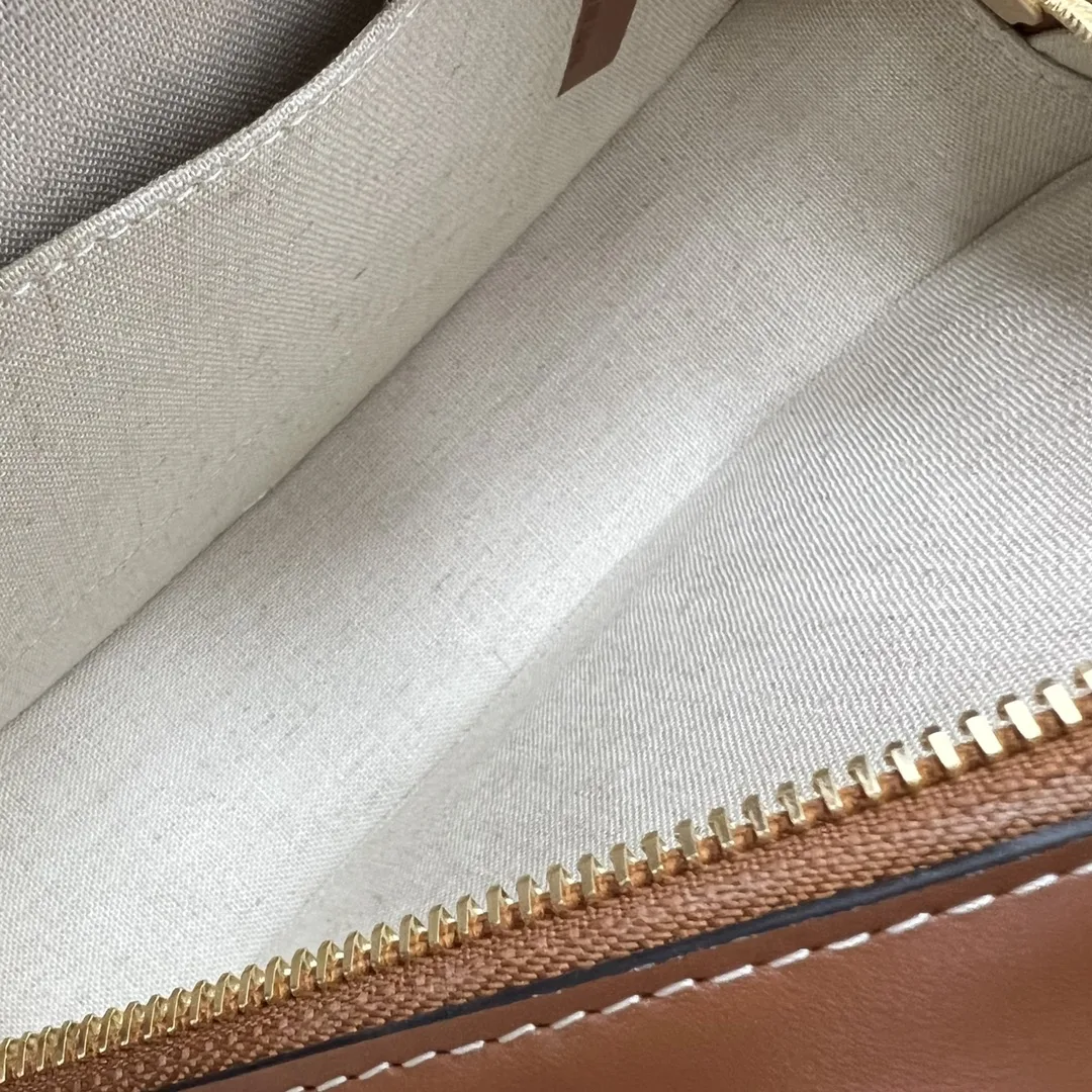 Celine Oval Bag Cuir Triomphe In Textile Natural / Tan / .02NT - Image 3