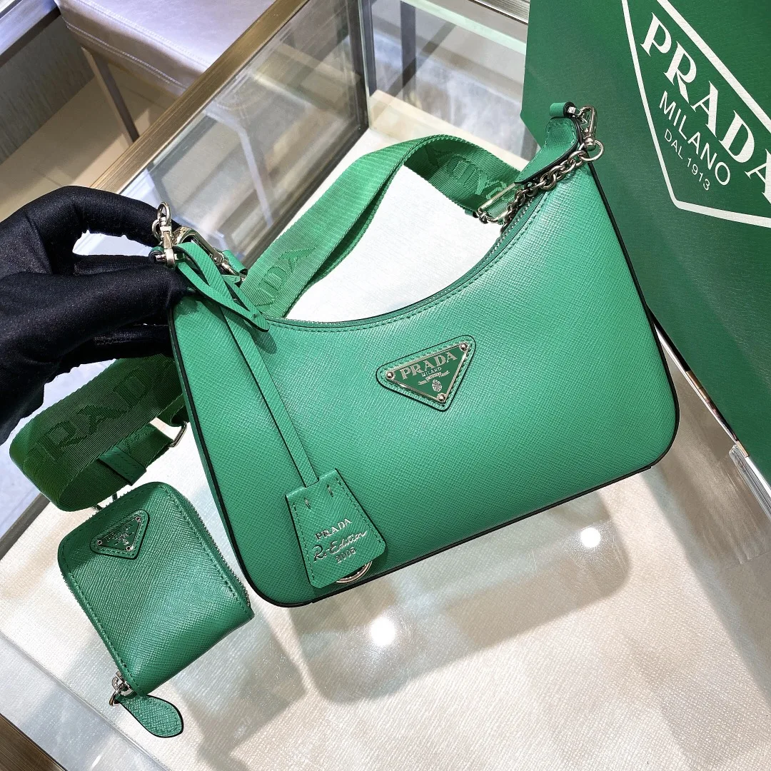 Prada Re- 2005 Saffiano Leather Bag Green - Image 4