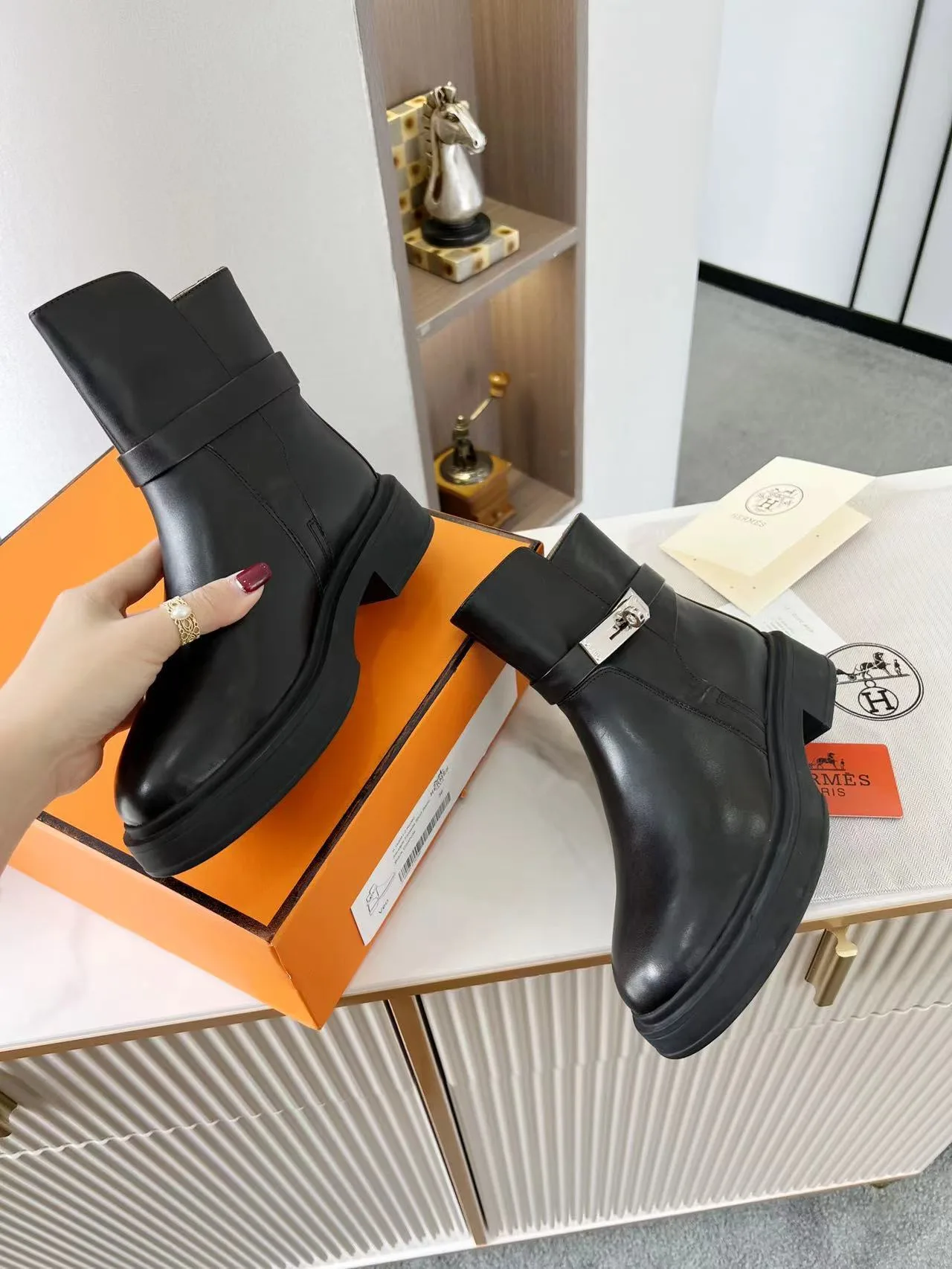 Hermes Veo Ankle Boots Black , Shoes - Image 2
