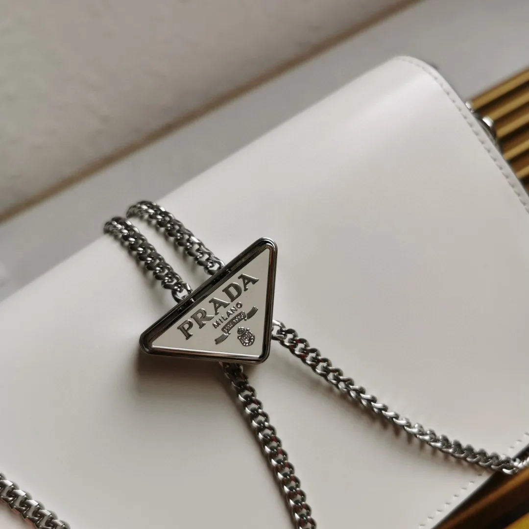 Prada Brushed Shoulder Bag White - Image 5