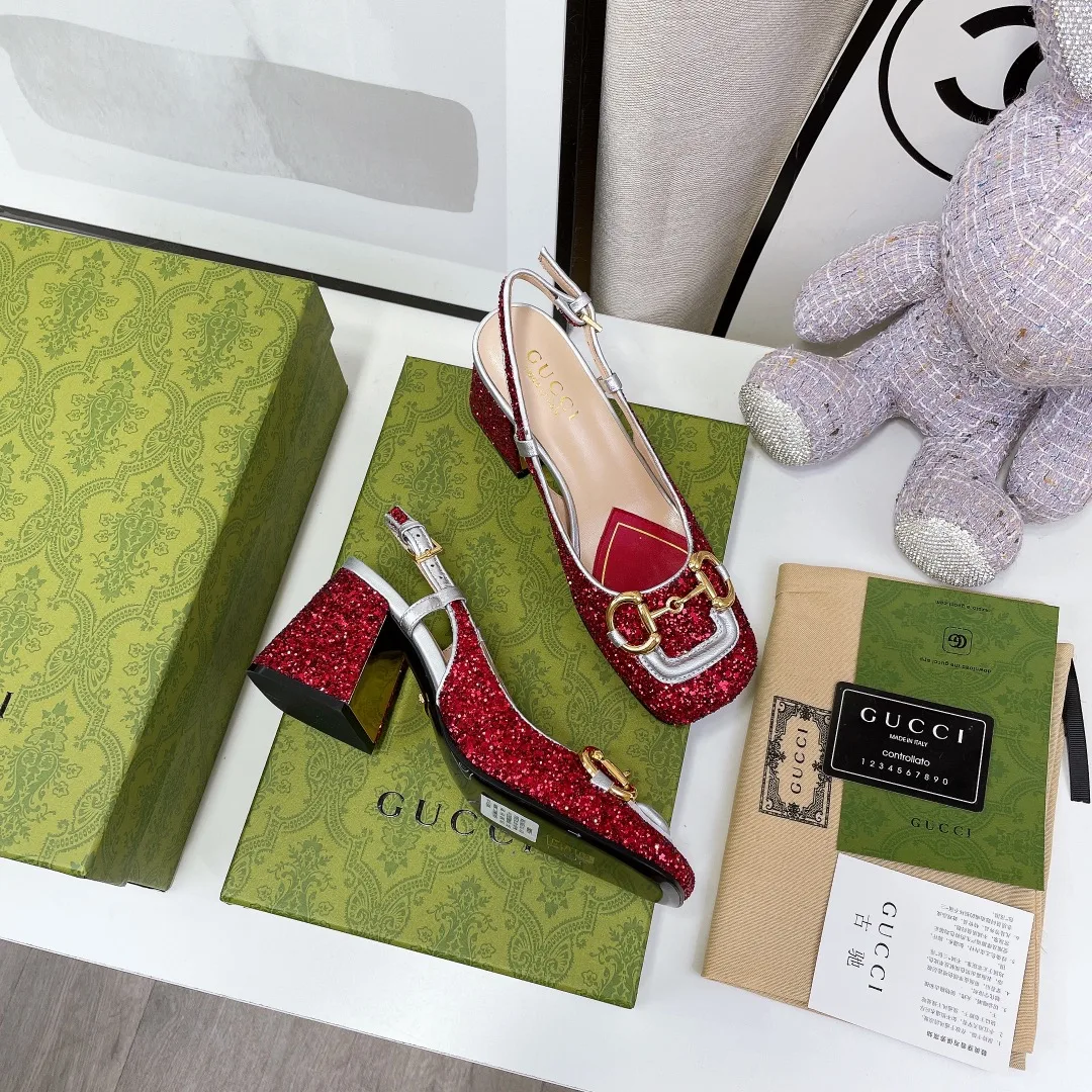 Gucci Lovelight Slingback Mid-Heel With Horsebit Red - Image 3