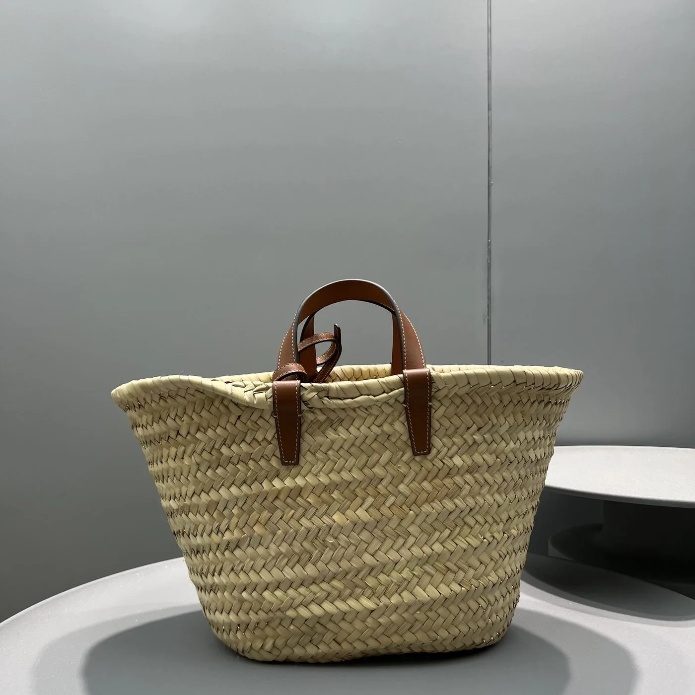 Alternative view of Celine Teen Triomphe Celine Classic Panier In Palm Leaves With Heart Patch Brown / .04LU