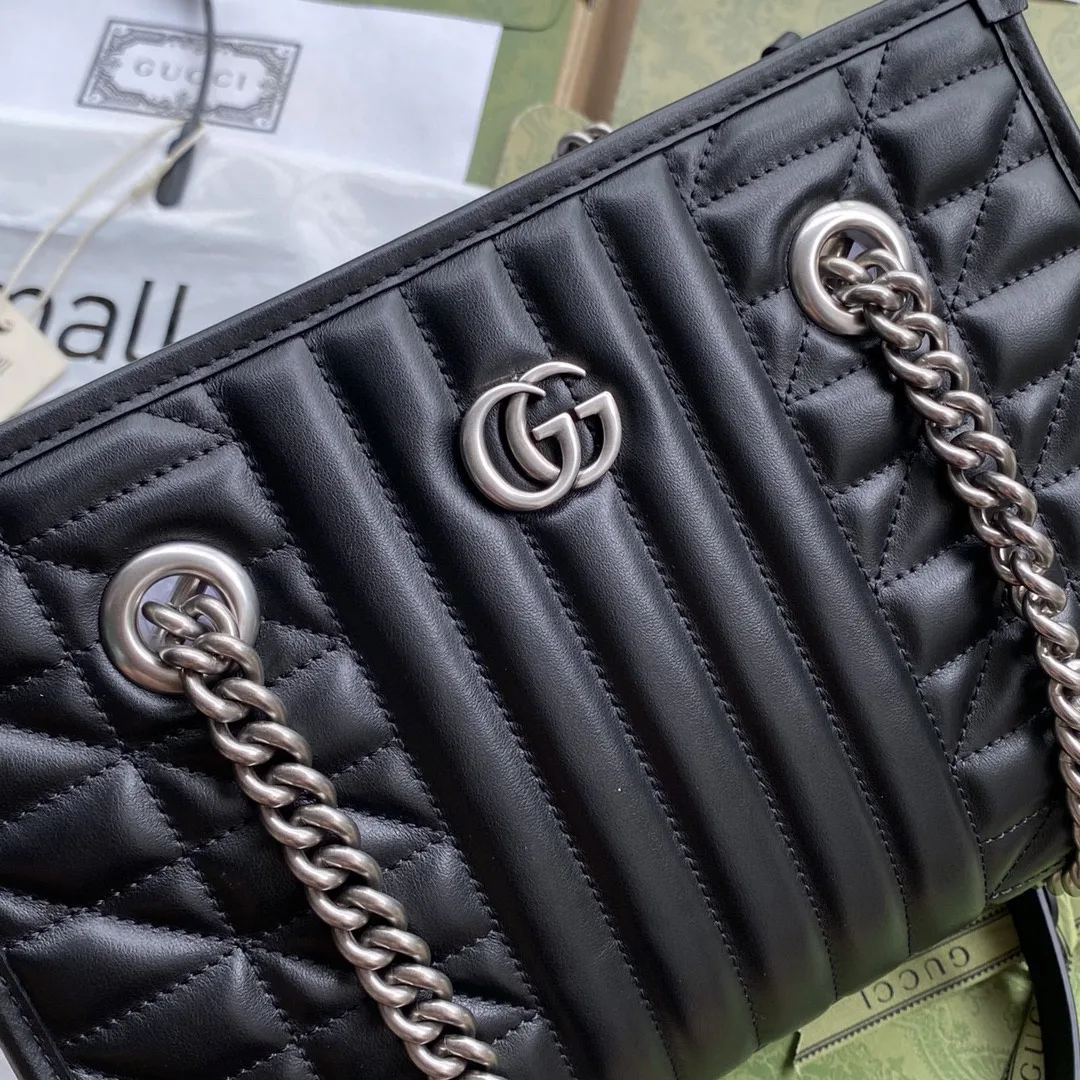 Gucci GG Marmont Small Tote Bag Black Matelasses / - Image 8