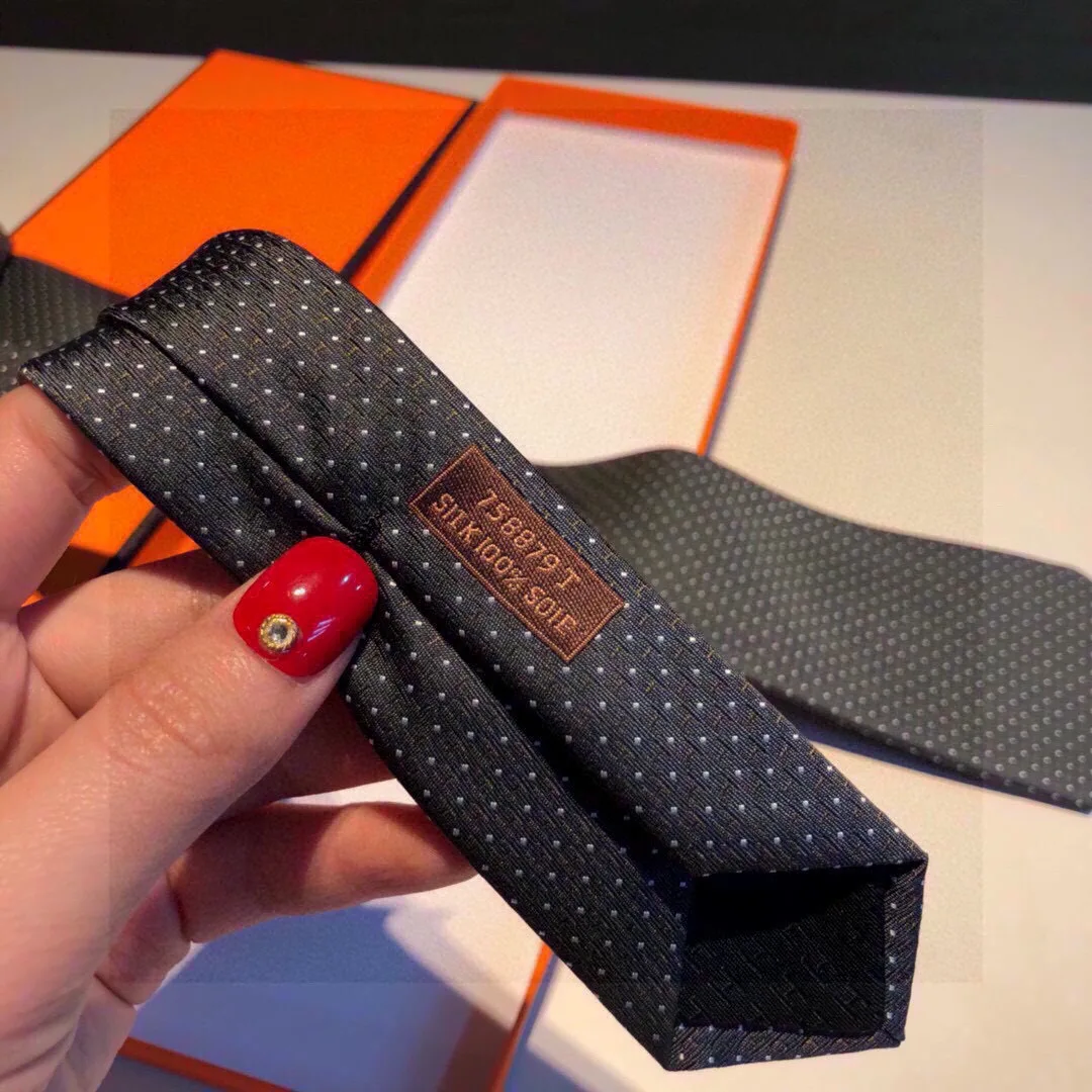 Hermes Tie 7 Faconnee New H Tie Noir Hermes Men Tie 01 - Image 7