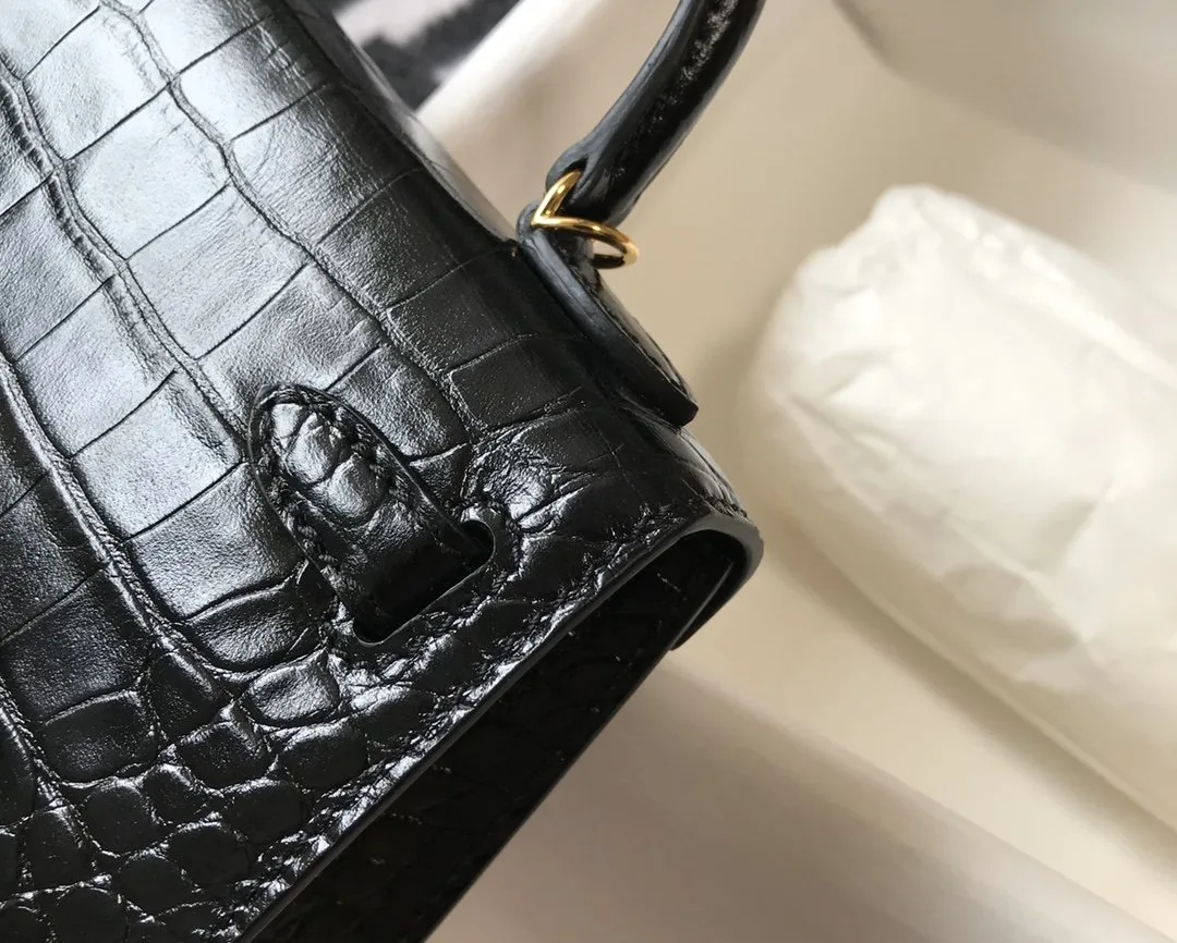 Hermes Kelly Black Gold Toned Hardware / - Image 8