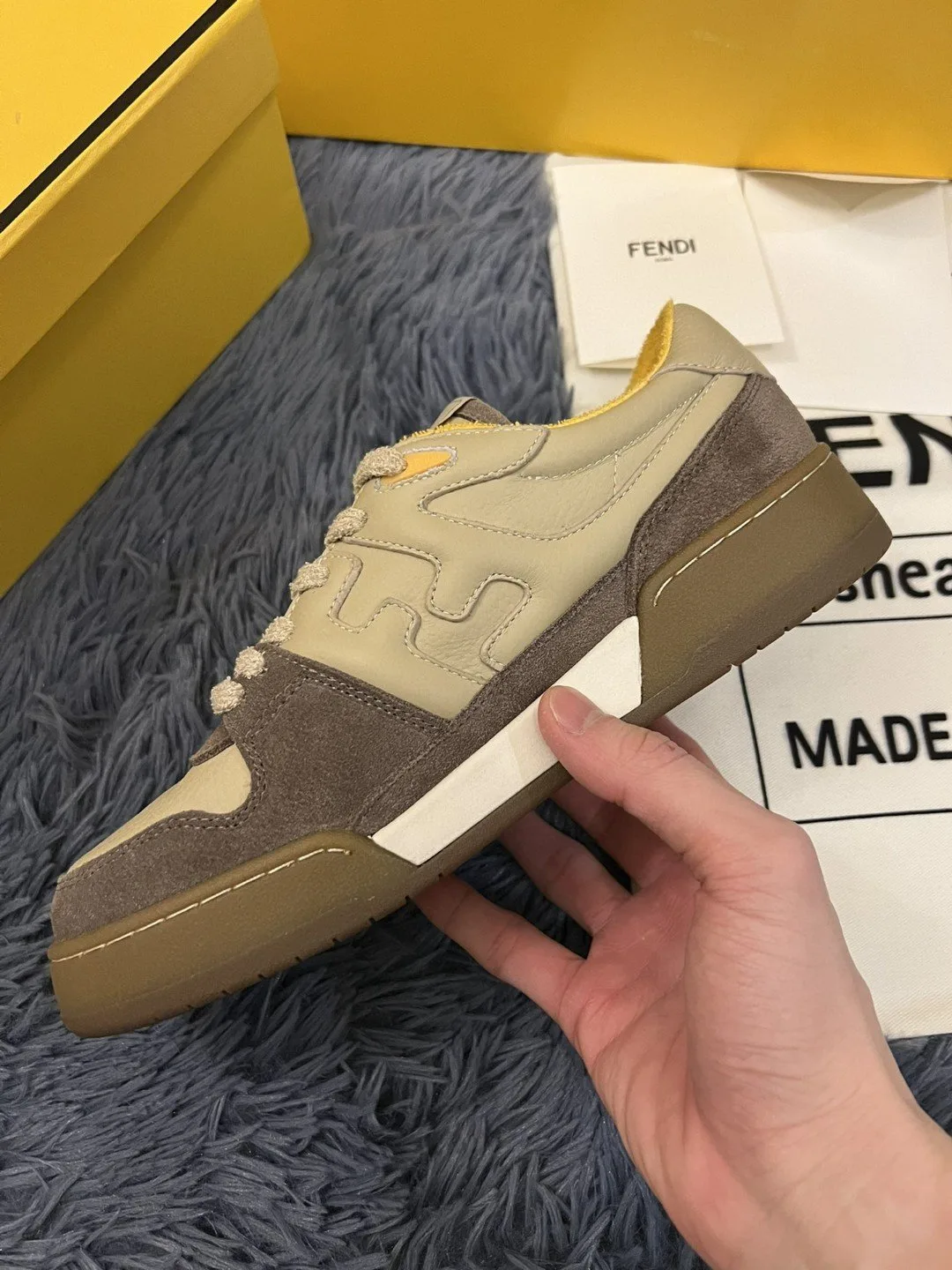 Fendi Match Low Tops In Beige 8E8252AHH2F1FHU - Image 4