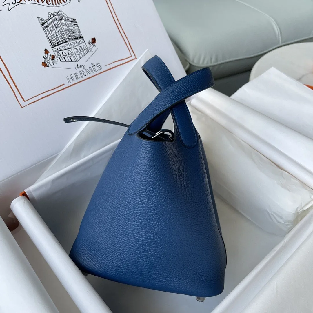 Hermes Picotin Lock 18 Bag Navy Blue - Image 4