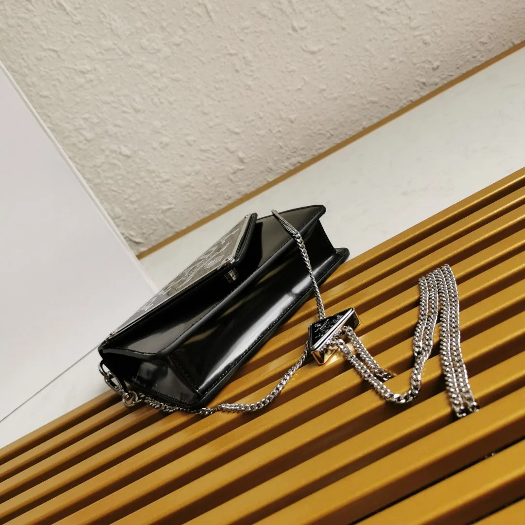 Prada Brushed Shoulder Bag Black - Image 5