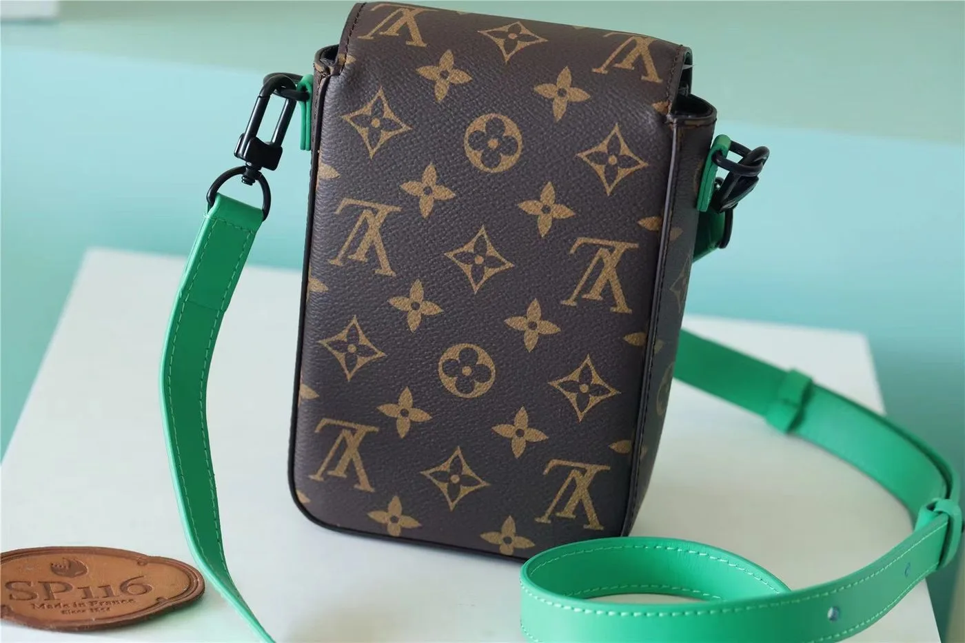 Louis Vuitton S-Lock Vertical Wearable Wallet Monogram Macassar Green - Image 5