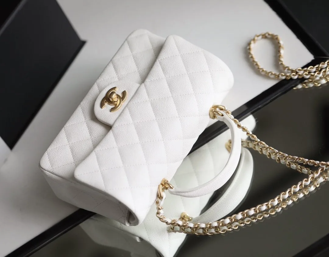 Chanel Mini Flapbag With Top Handle White / - Image 7