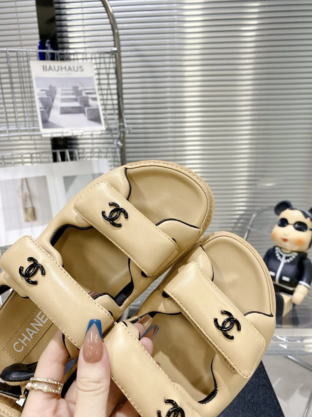 Chanel Women’s Sandals With Chanel Logo Beige - Image 5