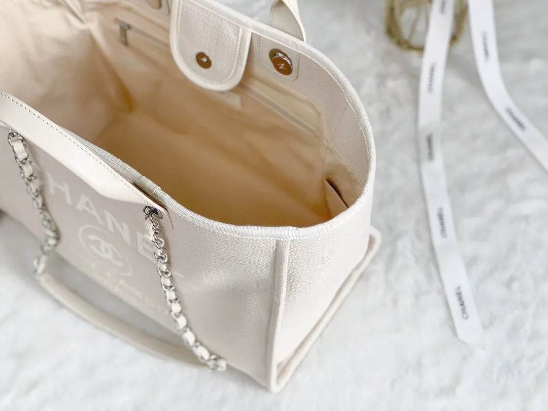 Chanel Shopping Small Tote Bag / Cream Silver Hardware - Image 3