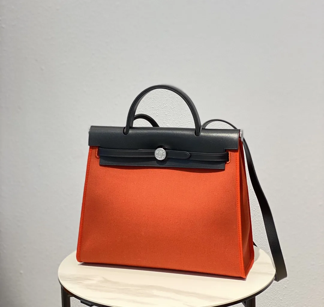 Hermes Herbag Zip Bag Red, Silver Toned Hardware Bag - Image 3