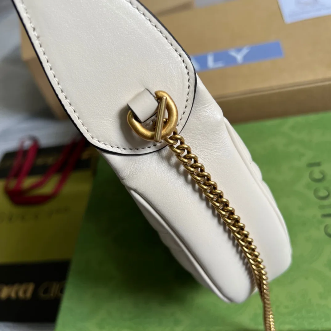 Gucci Marmont Half Moon Shaped Mini Bag / White Gold Hardware - Image 5