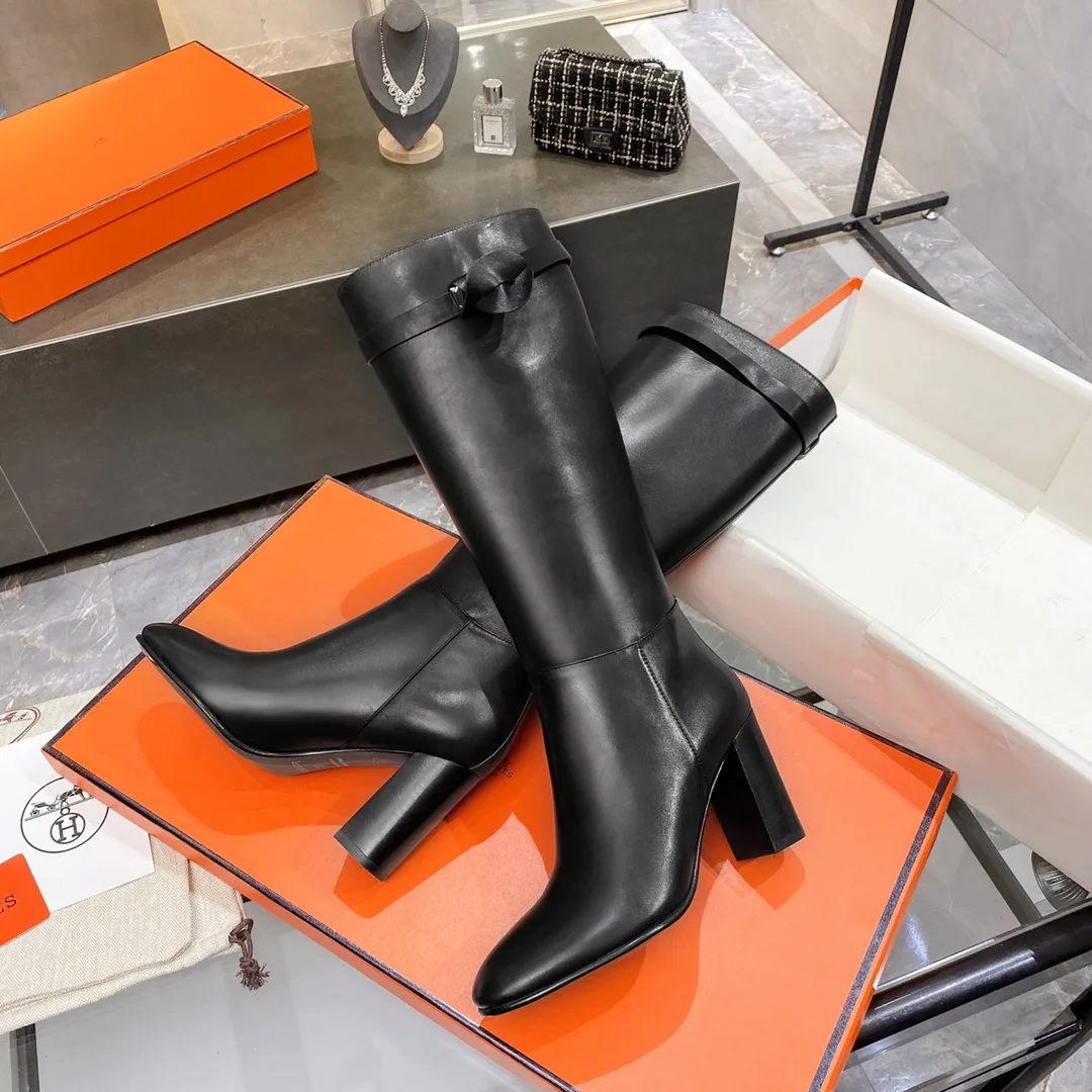 Hermes High Heel Boots Black / - Image 9