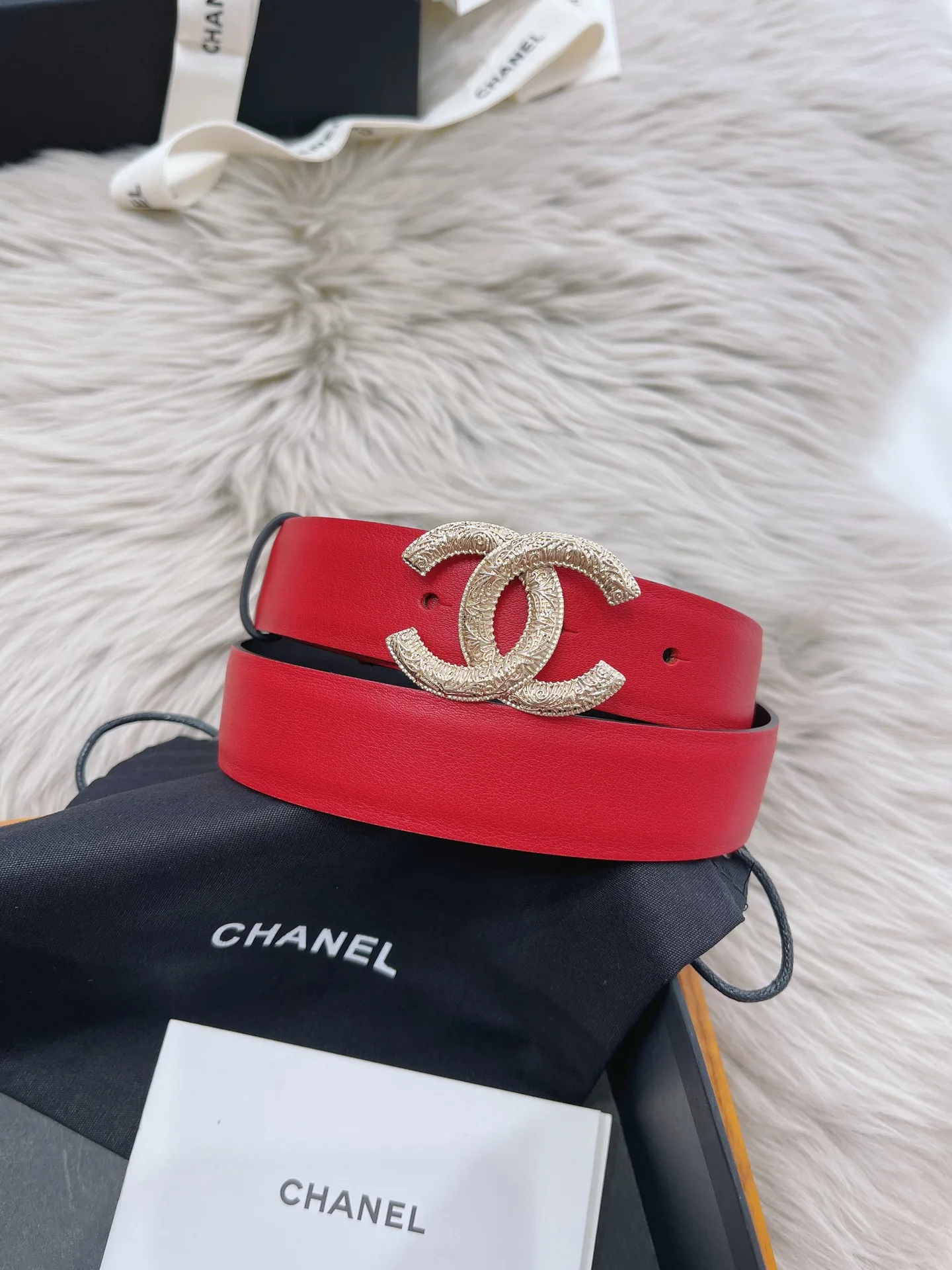 Chanel Attach Stone Metal CC Belt Red - Image 3