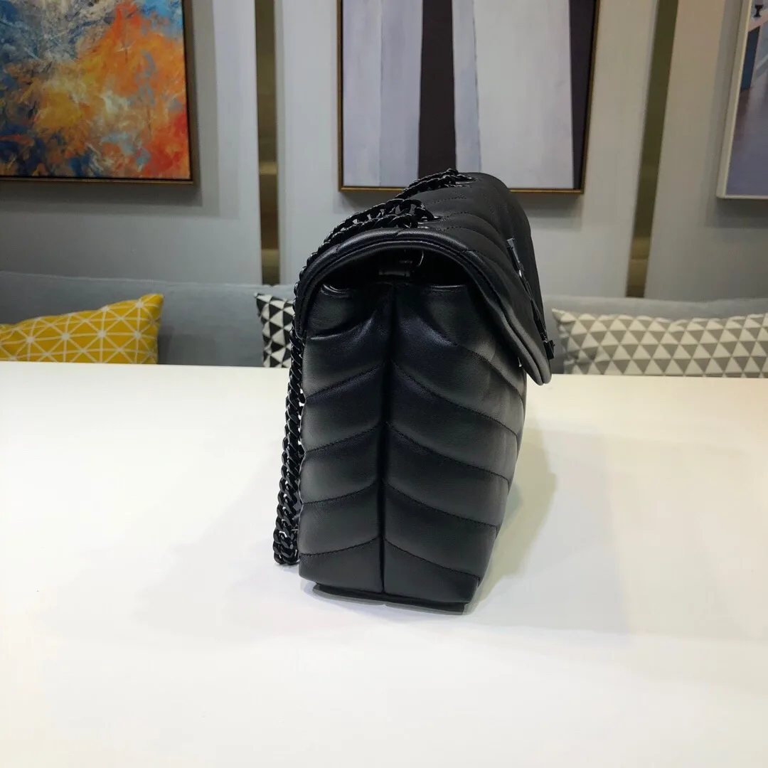 Saint Laurent Loulou Small Chain Bag In Matelassé Y Black / YSL - Image 4