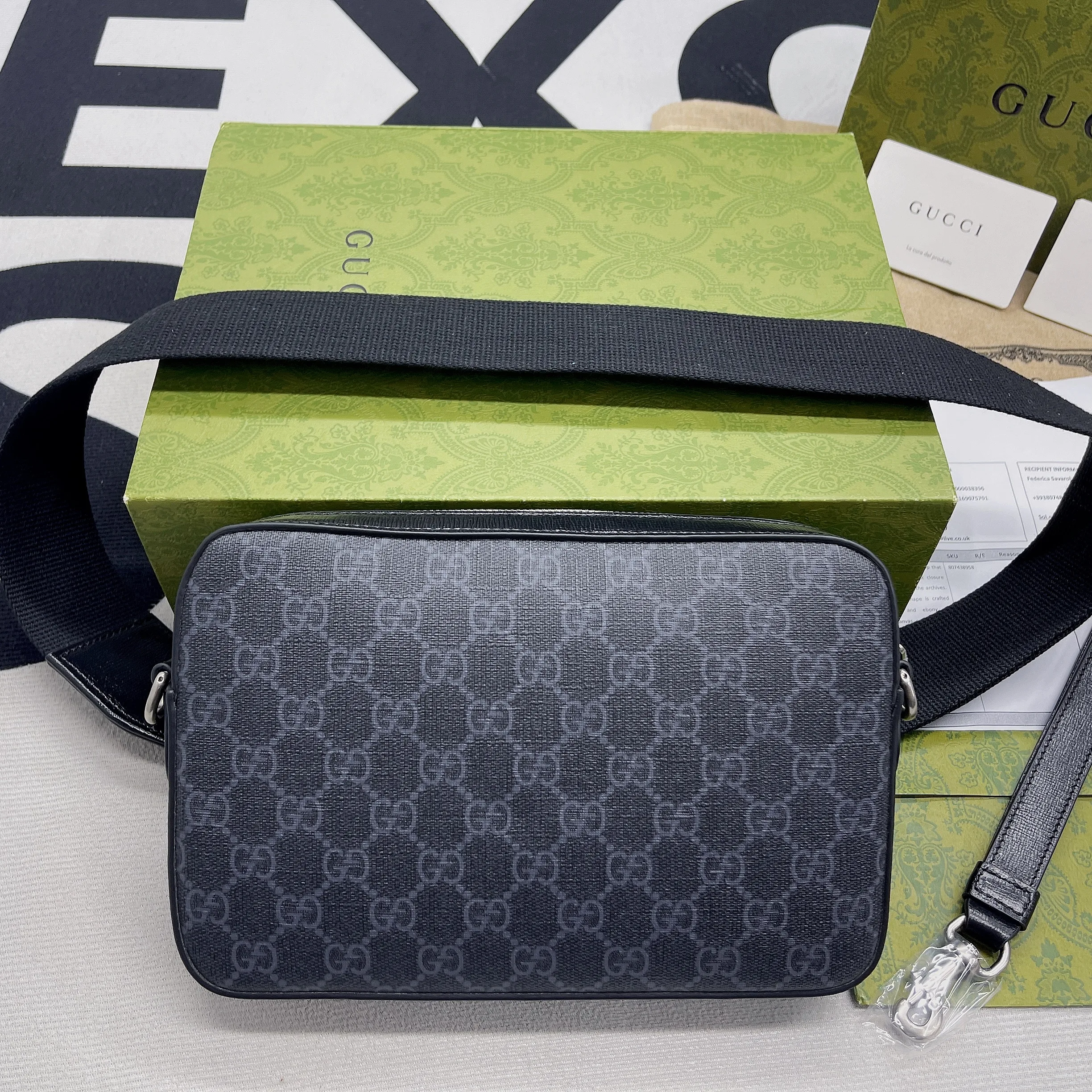 Gucci Shoulder Bag With Interlocking G Black GG Supreme Canvas / - Image 14