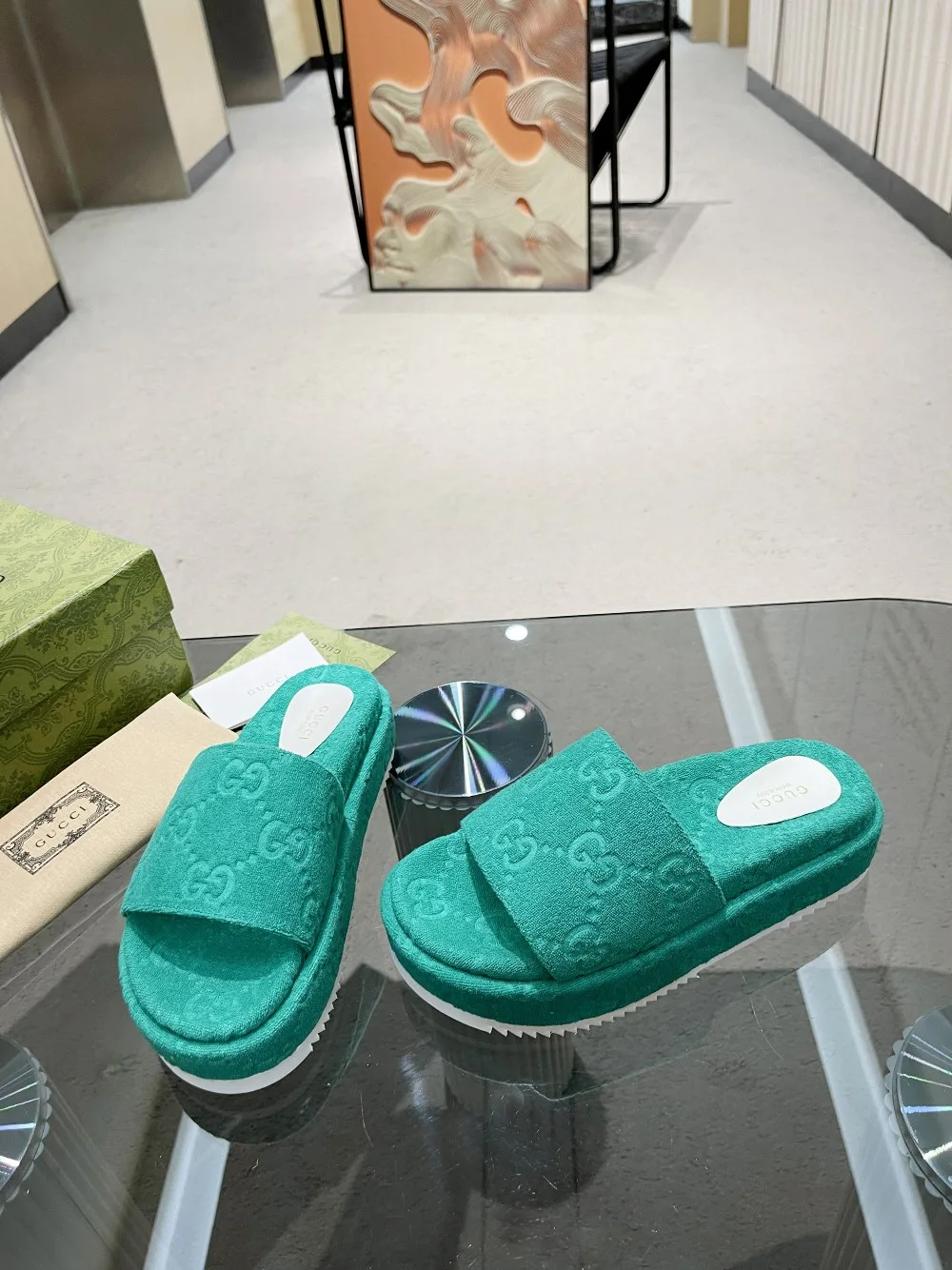 Gucci Women’s GG Platform Sandal Turquoise - Image 4