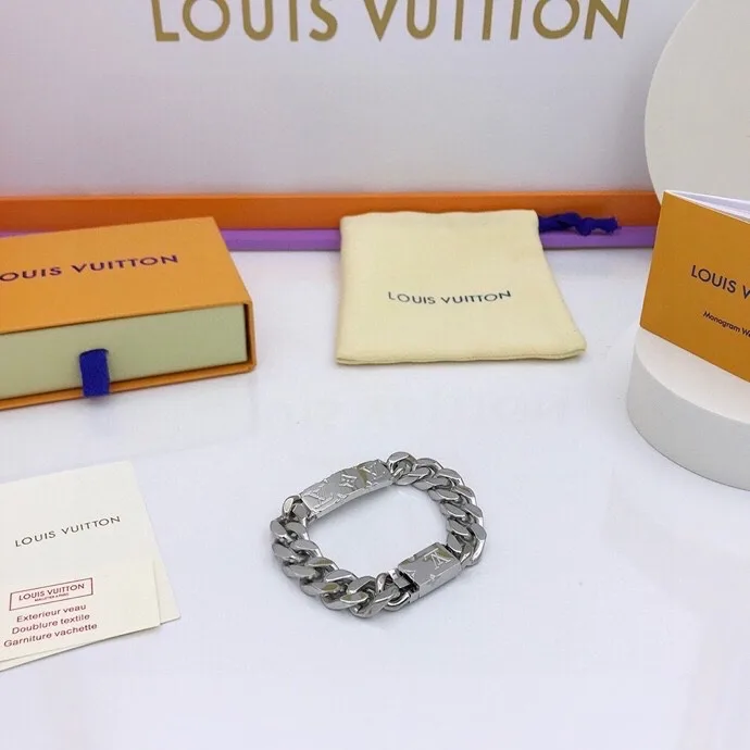 Louis Vuitton Monogram Chain Bracelet Silver Tone - Image 8