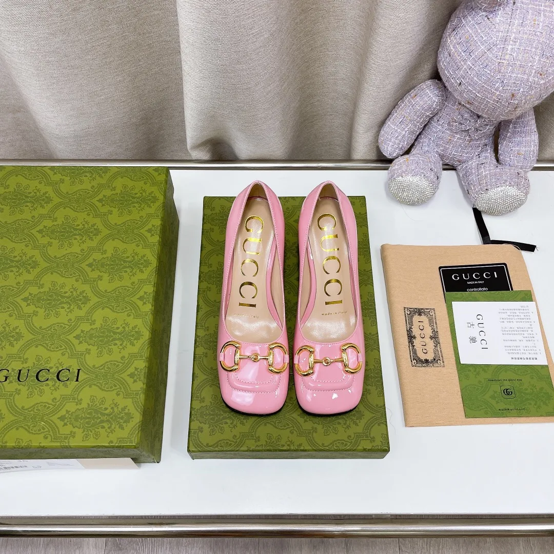 Gucci Women’s Mid-Heel Slingback With Horsebit Light Pink GG - Image 6