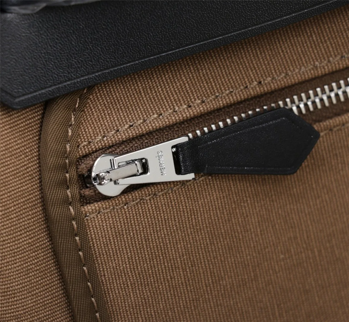Hermes Buckle Lock Shape Striped Brwon, Silver Toned Hardware Bag - Image 3